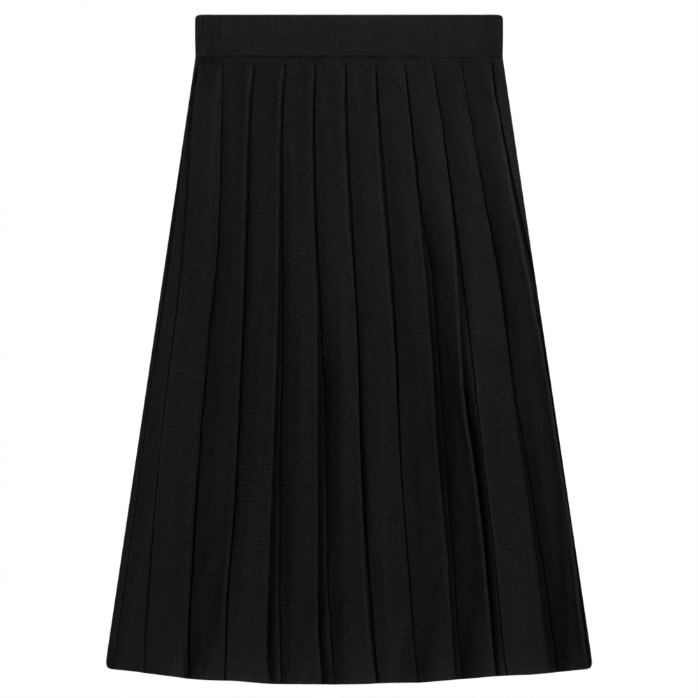 Pleated Knit Maxi Skirt