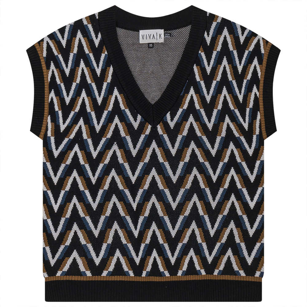 Herringbone Contrast Jaquard Knit Vest