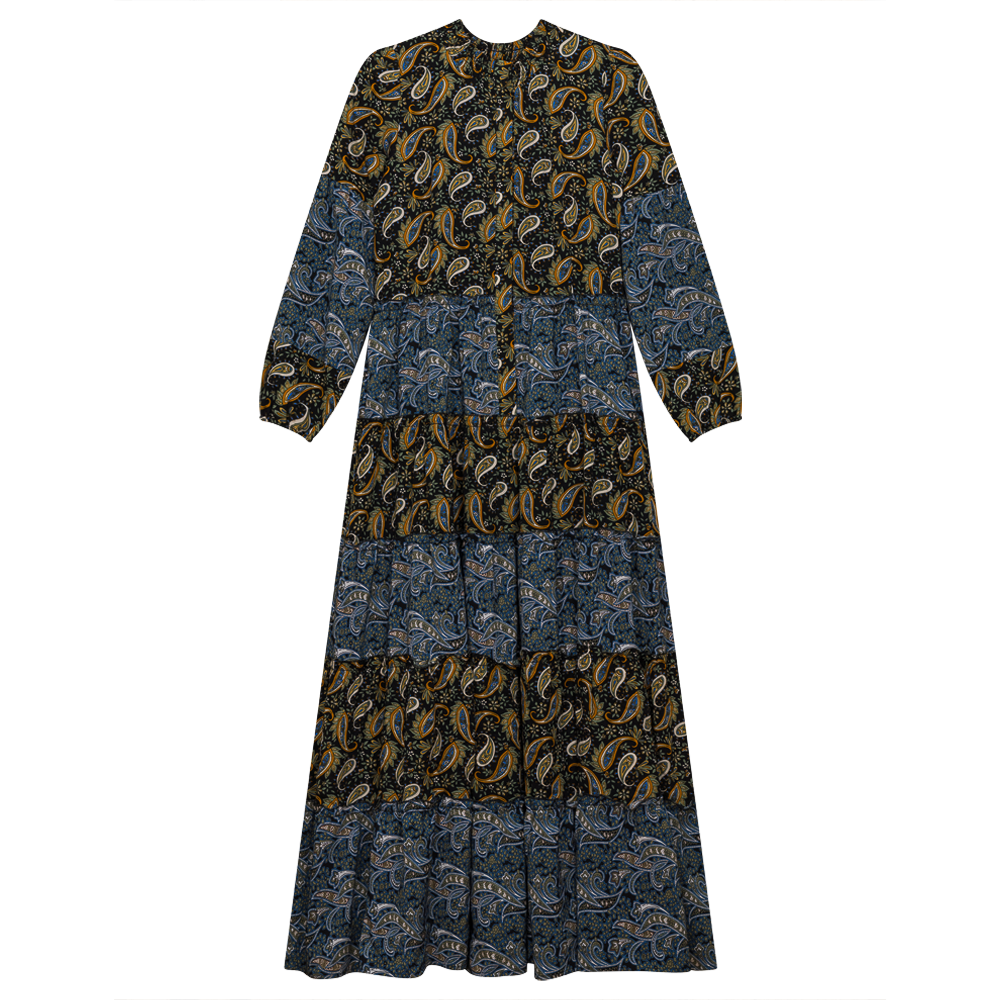 Two Tone Floral Maxi Dress