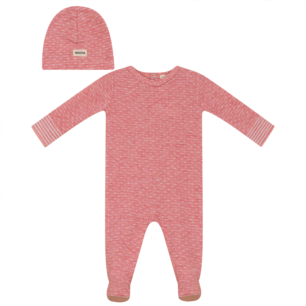 Dot Print Onesie with Hat