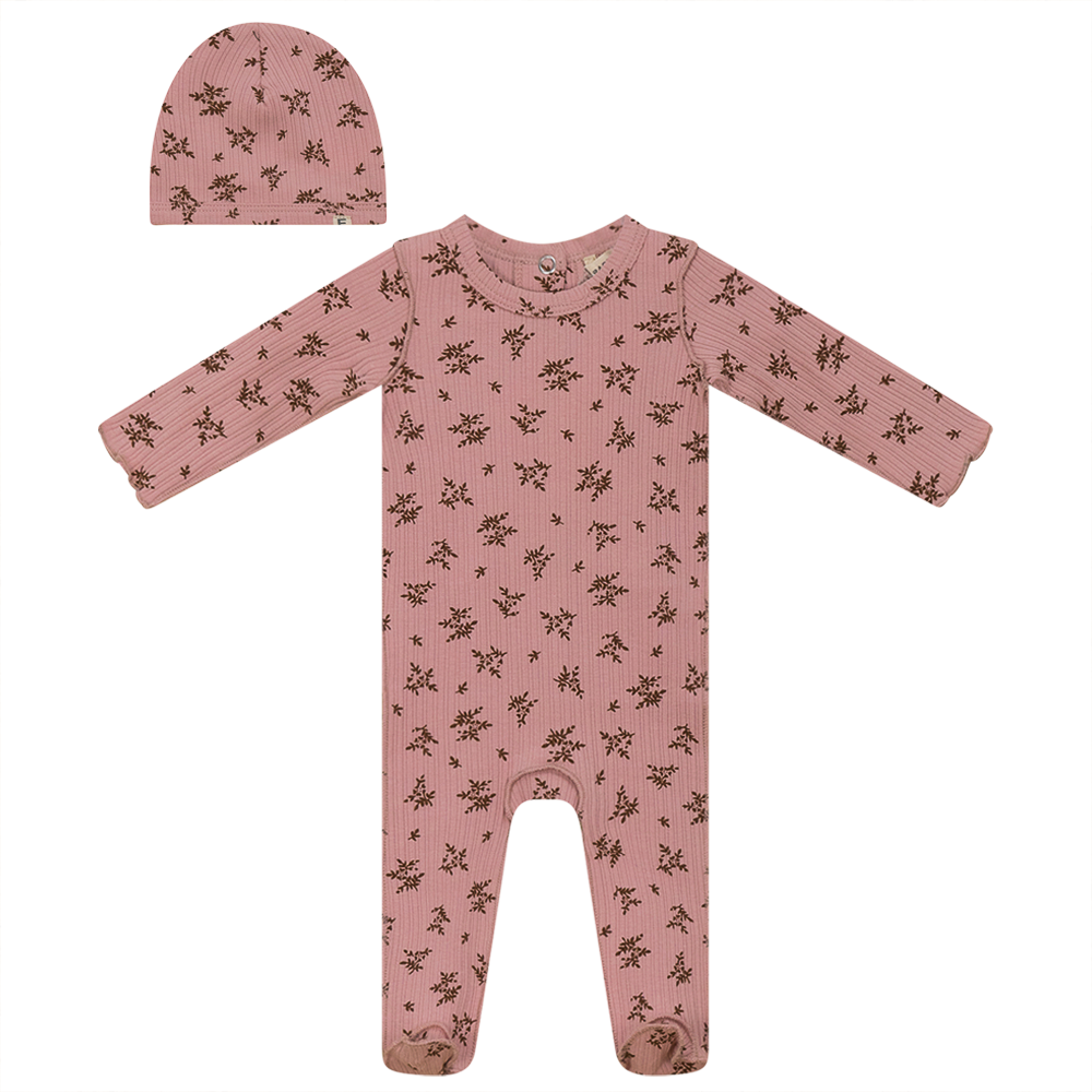 Flower Print Onesie with Hat