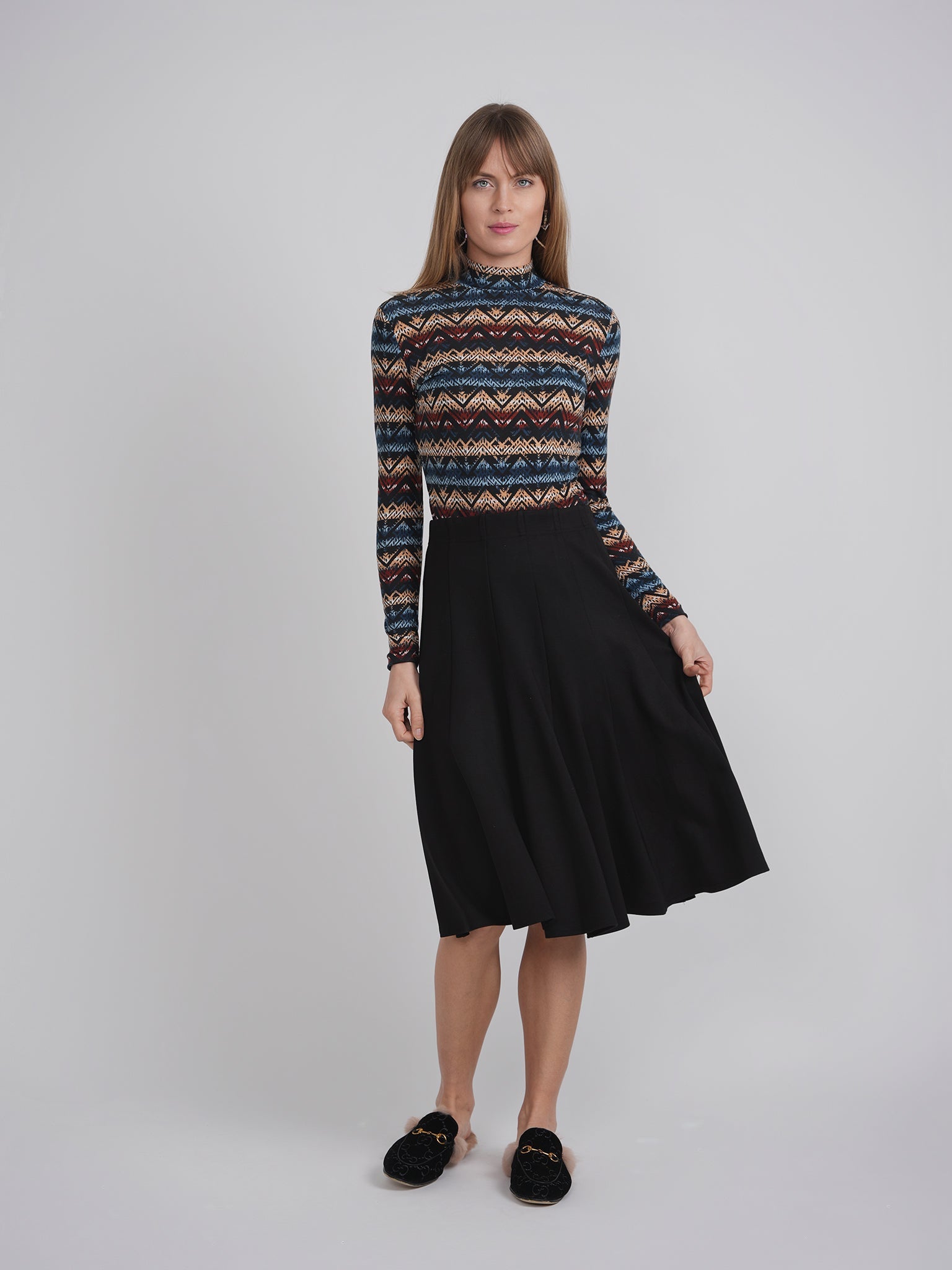 Printed Micro Mock Neck Tee