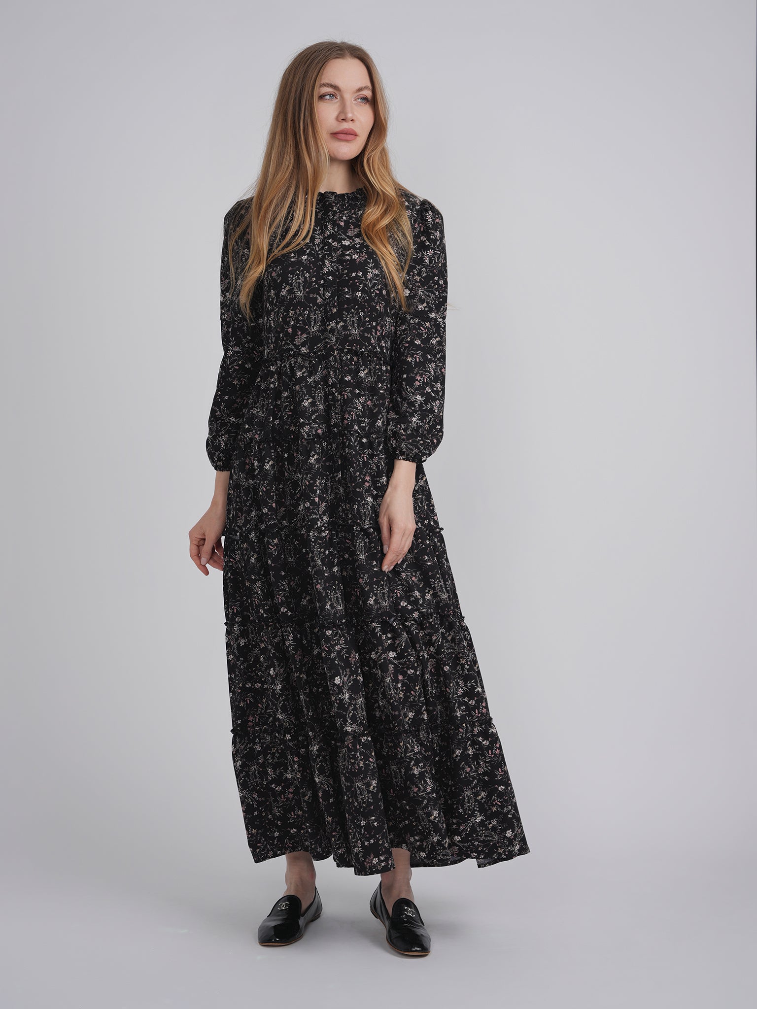 Color Blocked Floral Maxi Dress