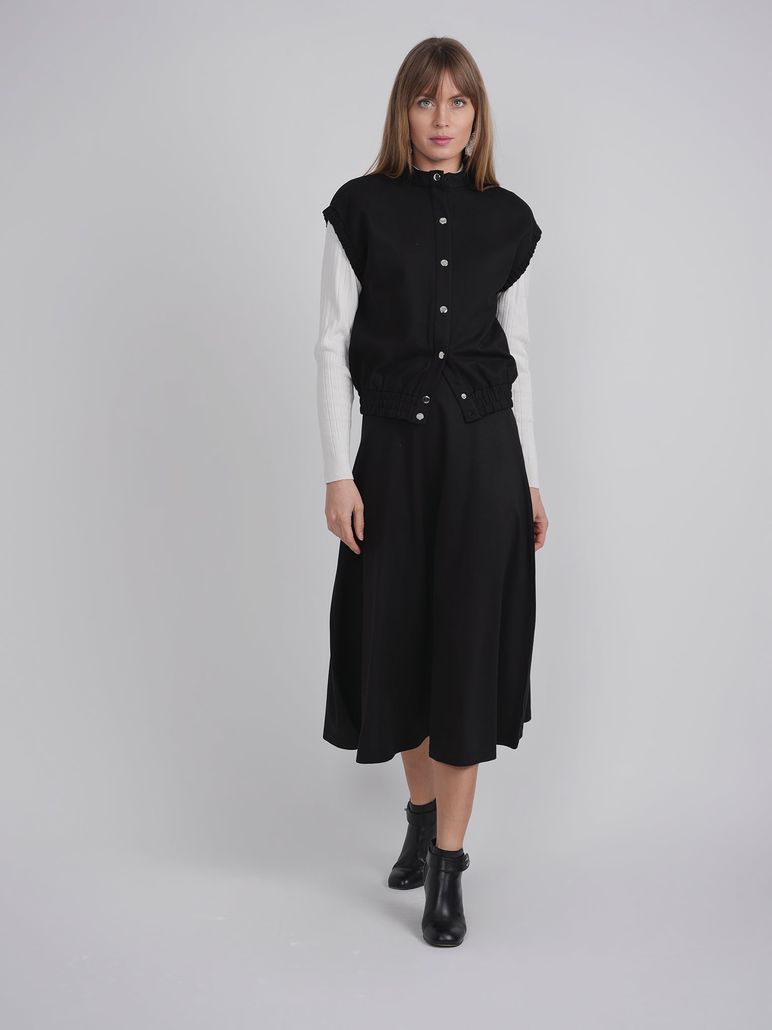 Ponte Knit Snap Down Vest