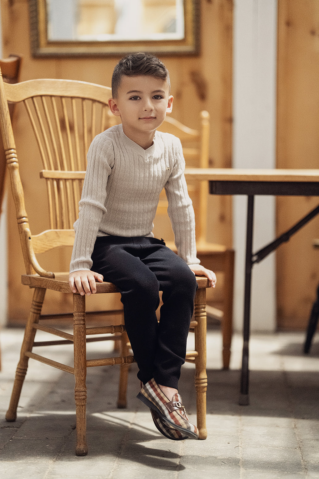 Textured Rib Knit V-Neck Sweater