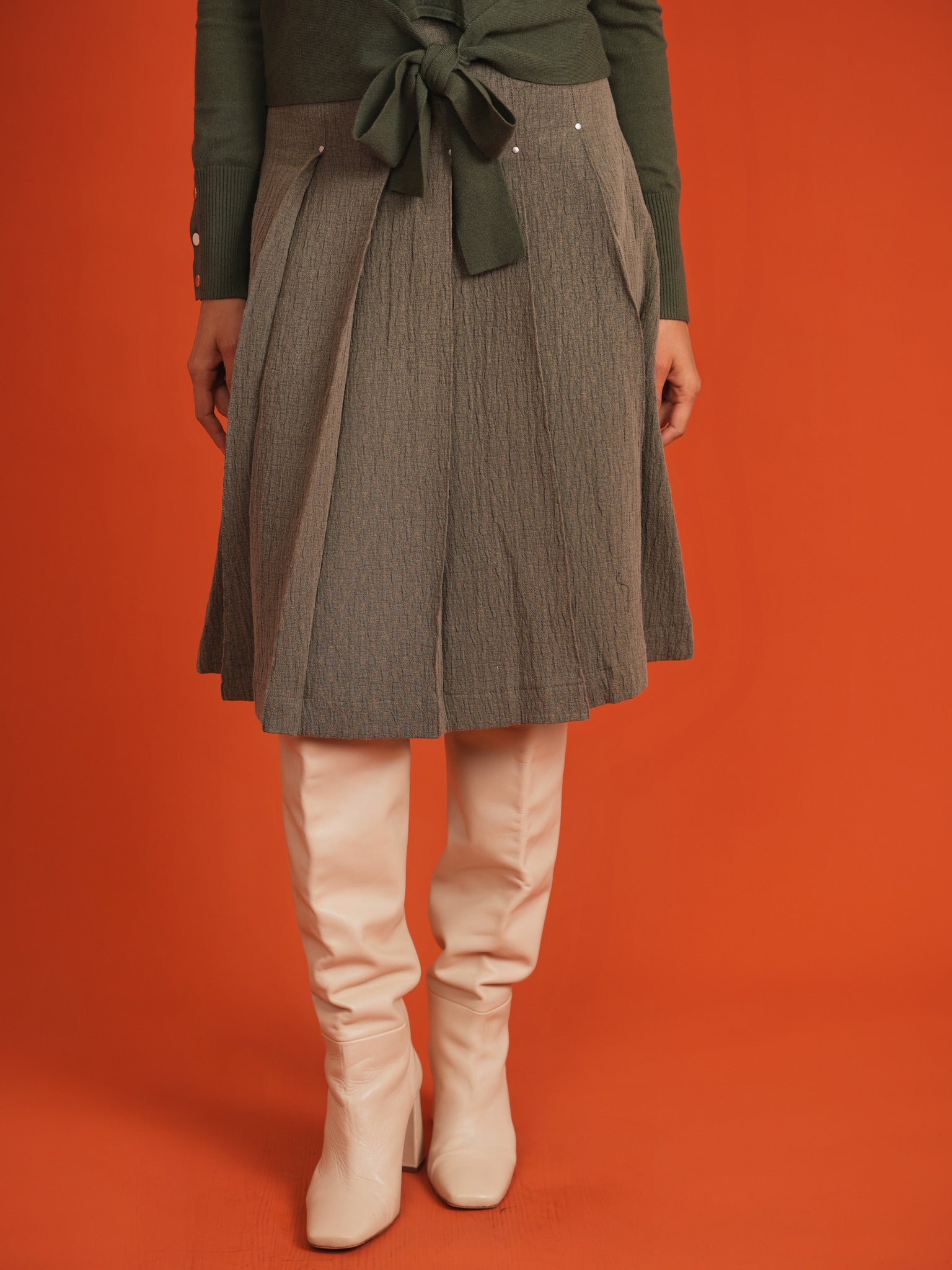 Woven Jacquard Pleated Skirt