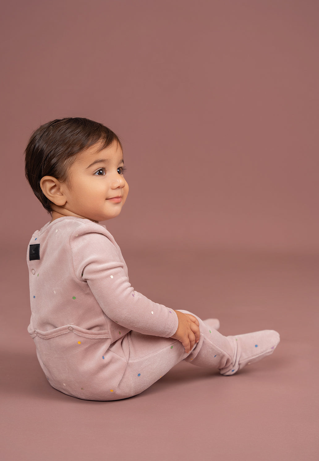 Dot Print Velour Onesie