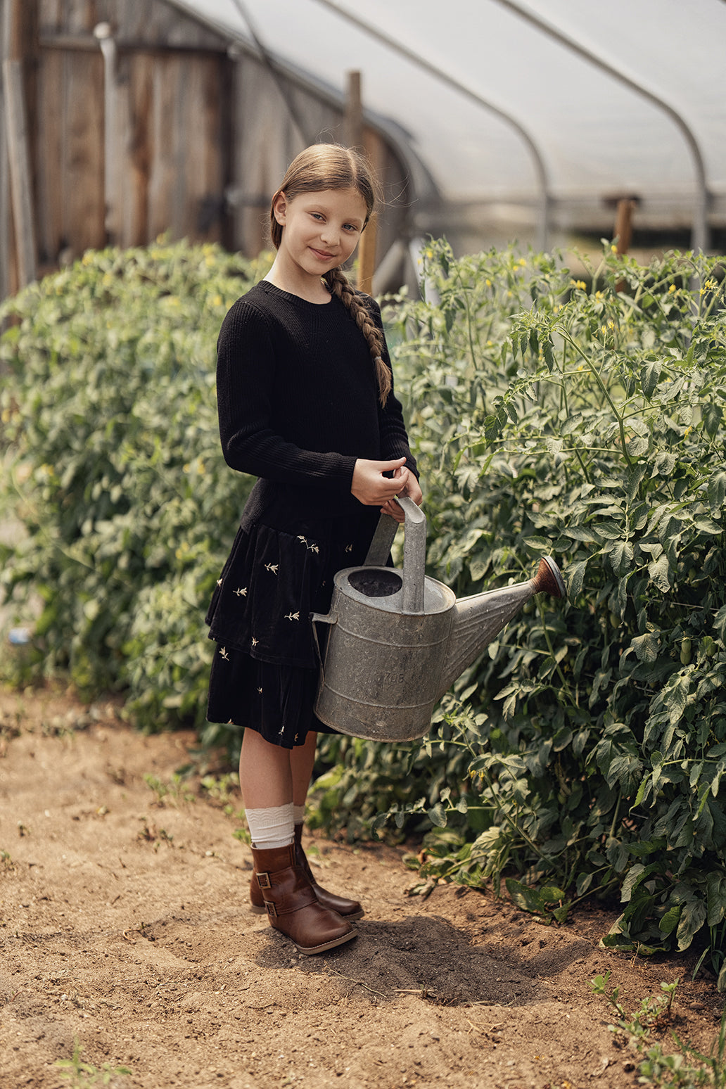 Embroidered Velvet Layered Skirt