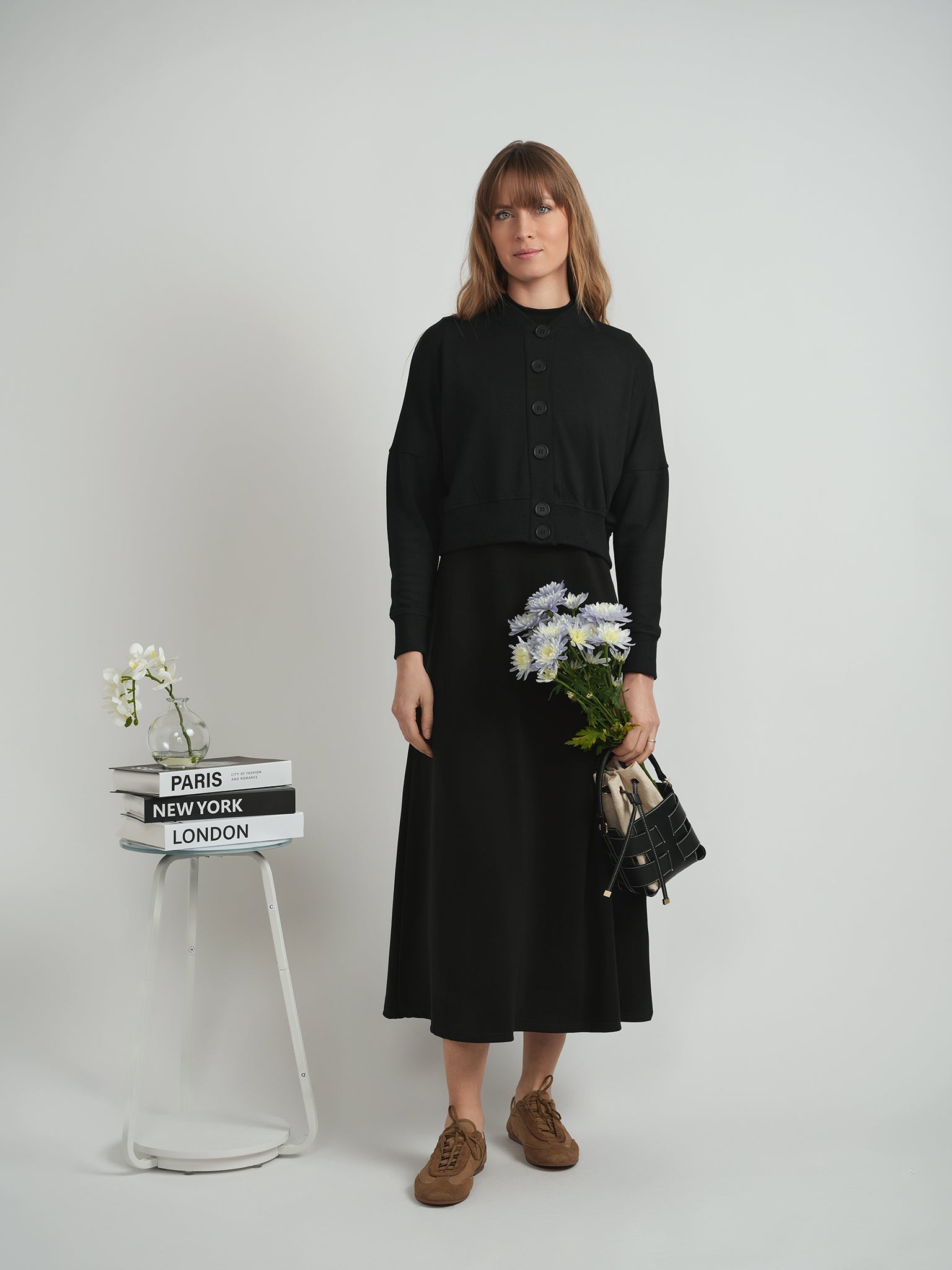 Cropped Sweatshirt Cardigan