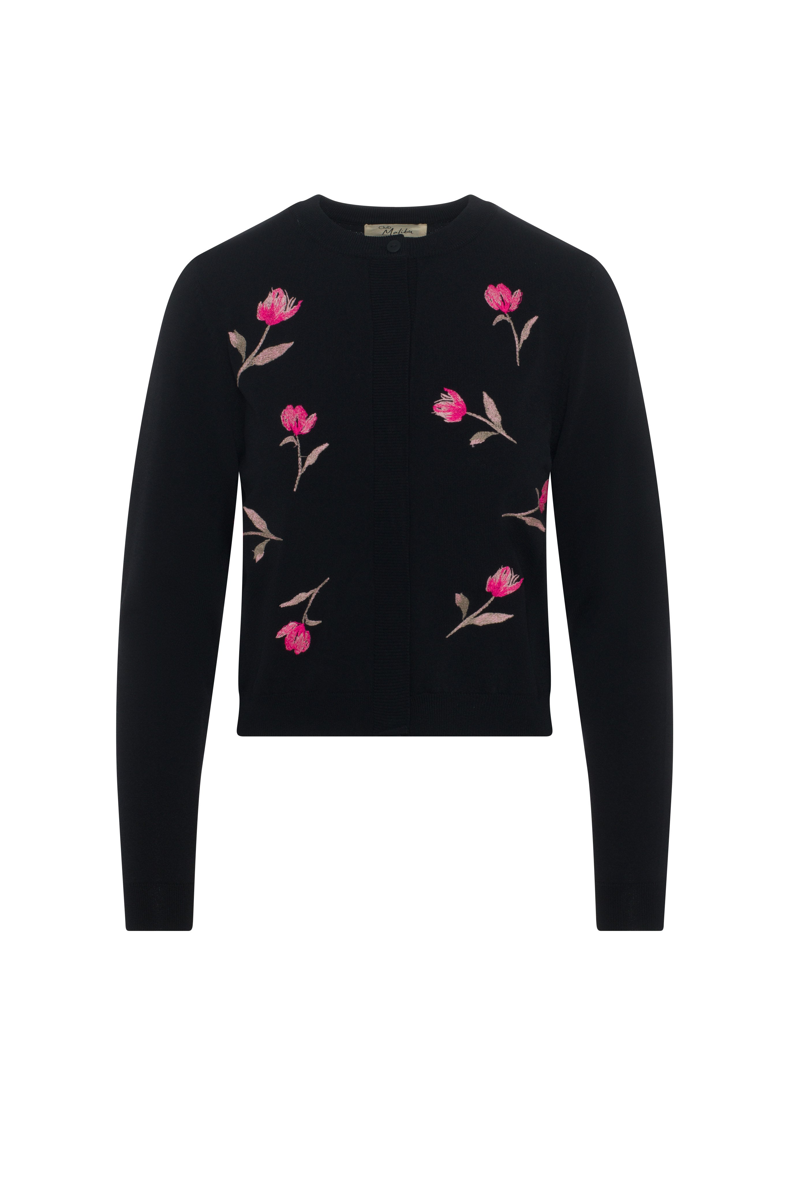 Emboidered Knit Cropped Cardigan