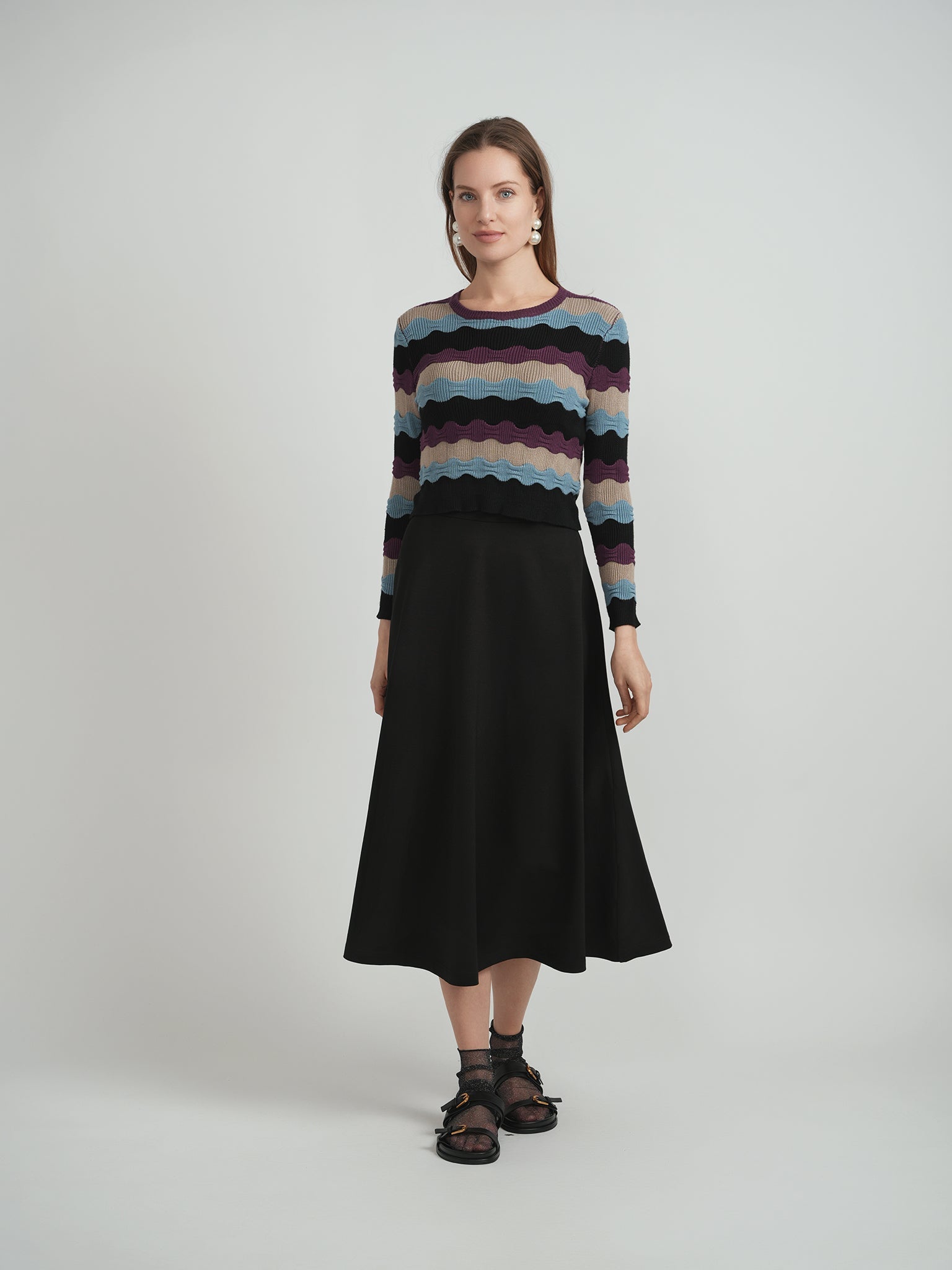 Cropped Textured Knit Top