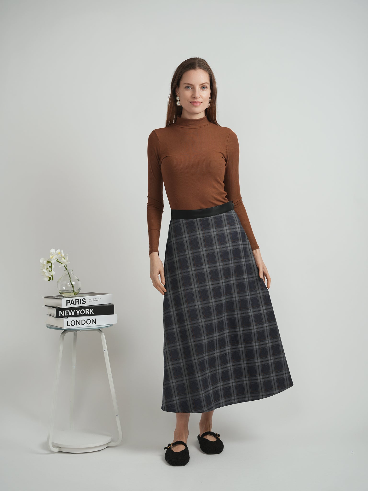 Plaid Midi Skirt