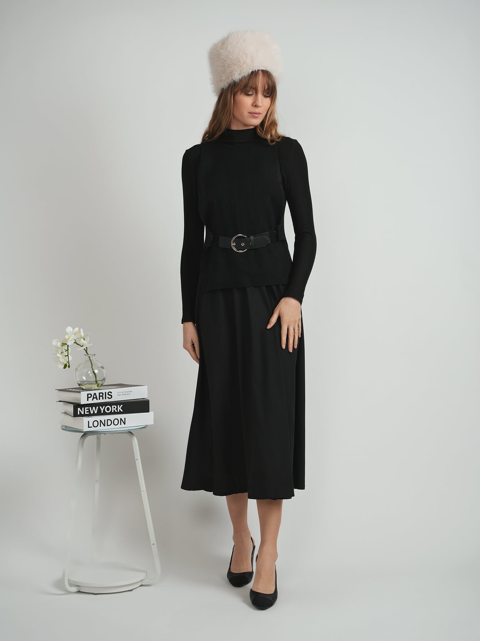 Belted Vest Crepe Jumper Combo