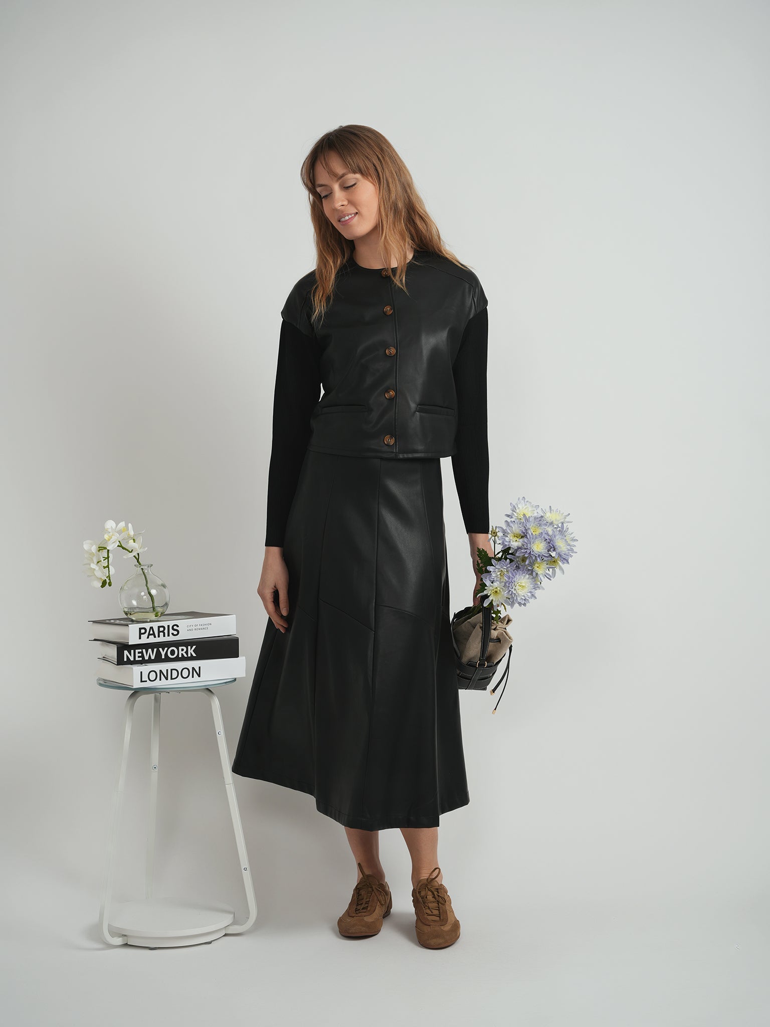 Cropped Leather Combo Jacket