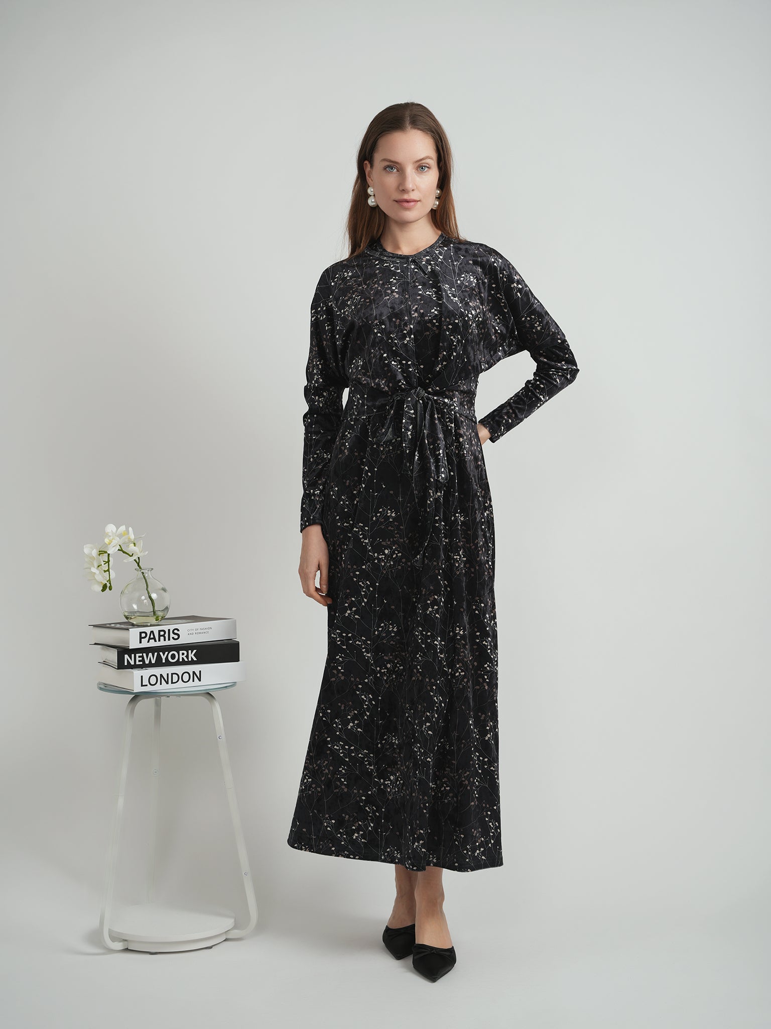 Printed Velour Maxi Jumper Set