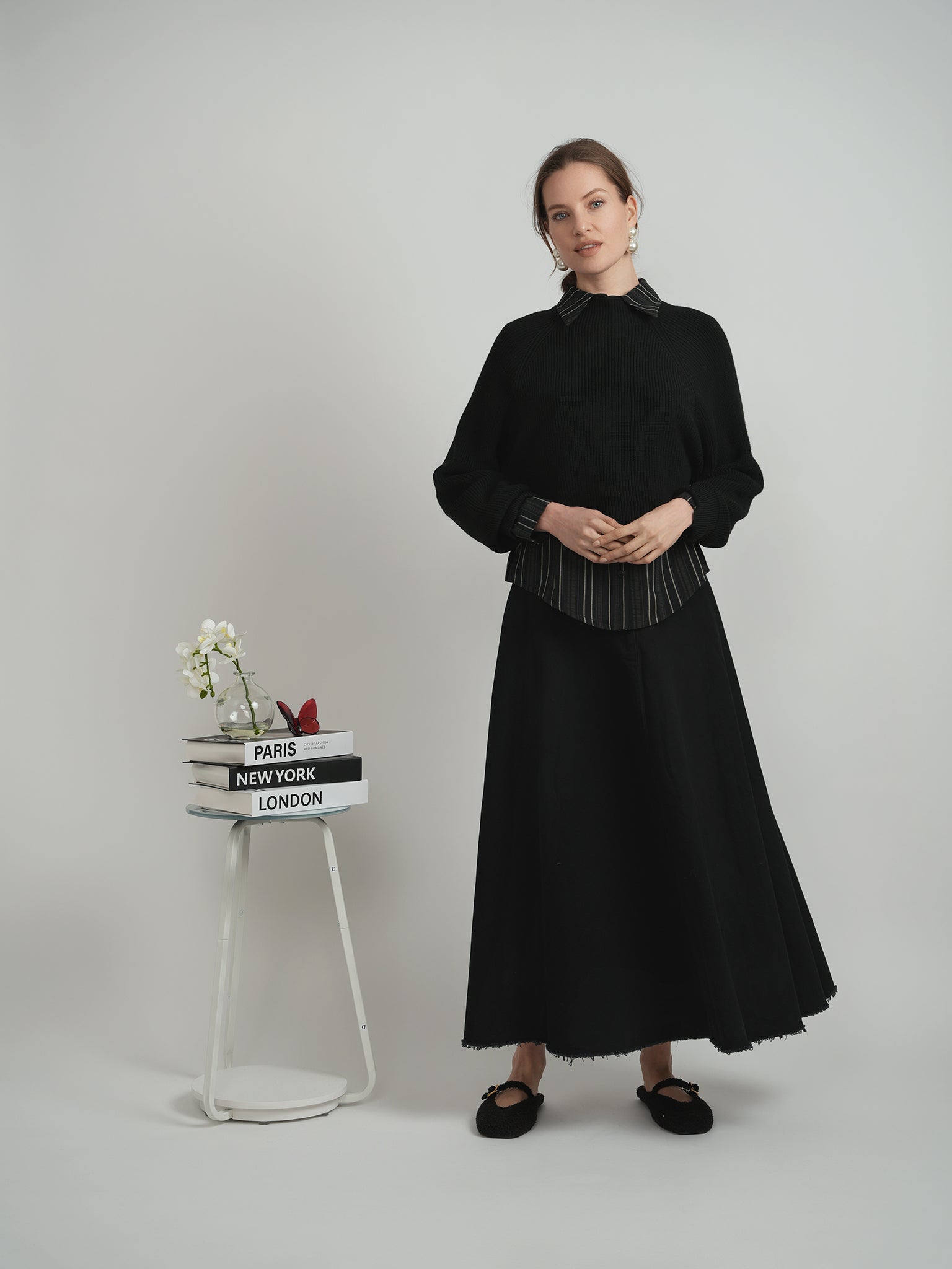 Cropped Raglan Knit Sweater