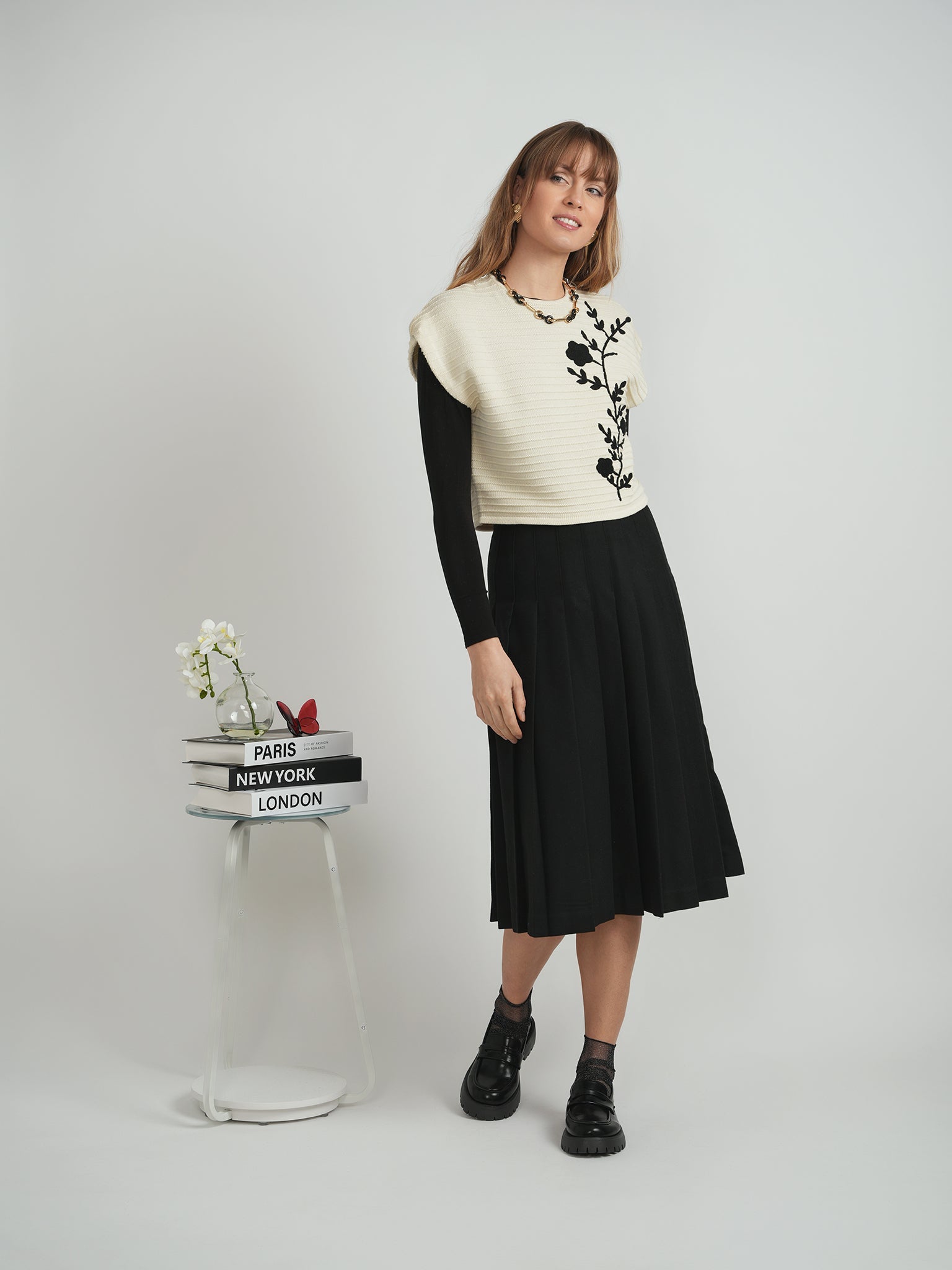 Floral Applique Sweater Vest