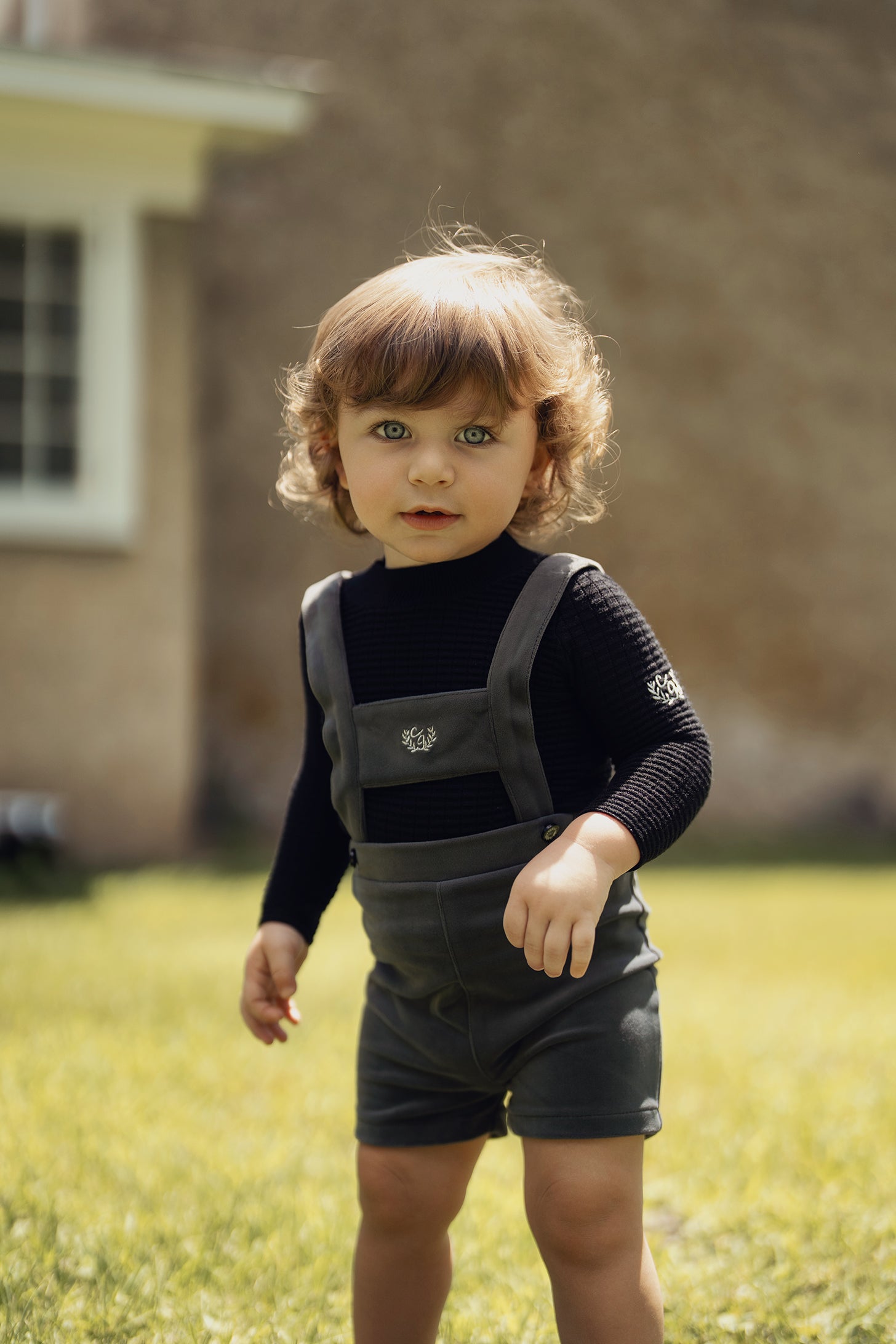 Crest Embroidery Shorts Overall