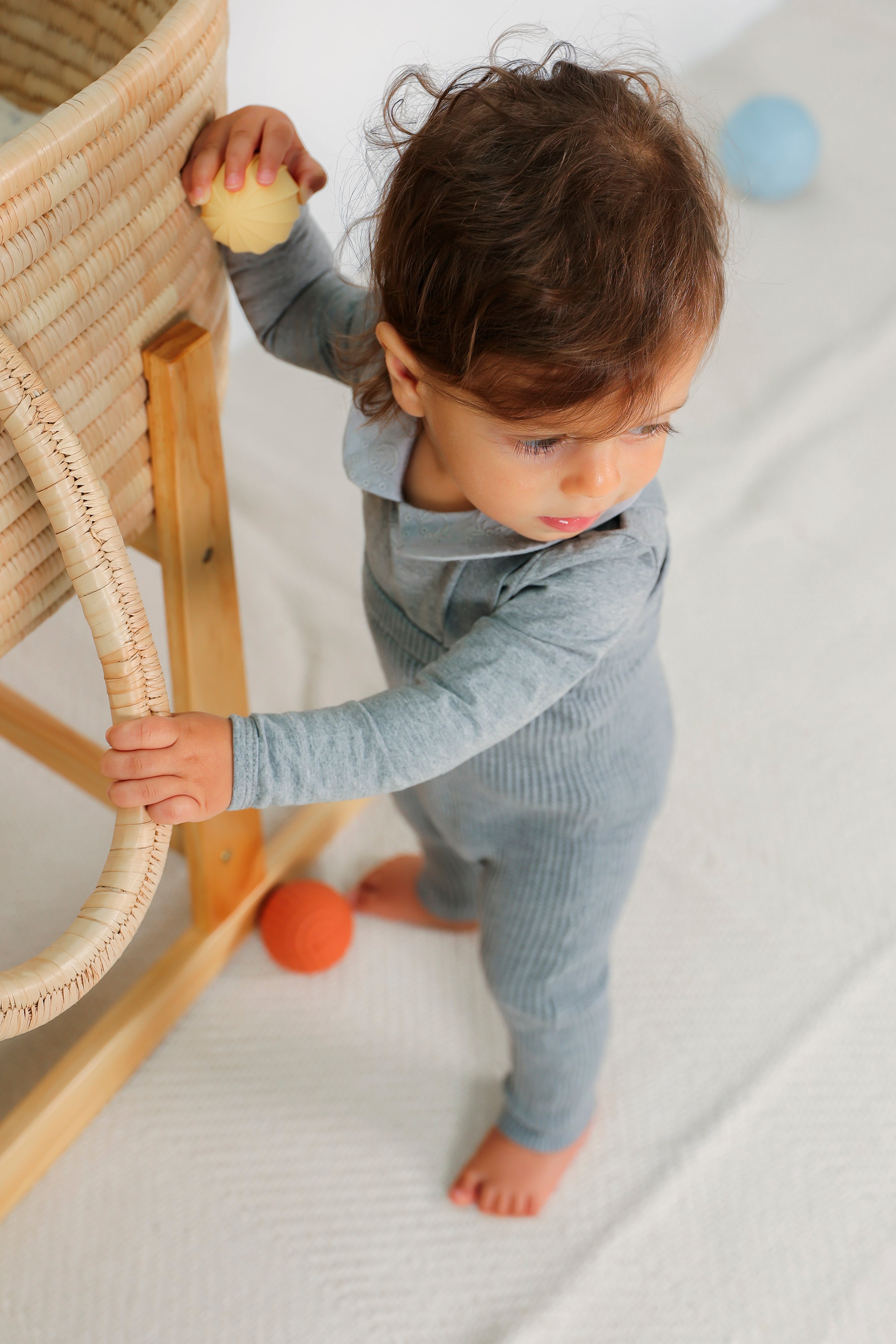 Waffle Knit Overall Set