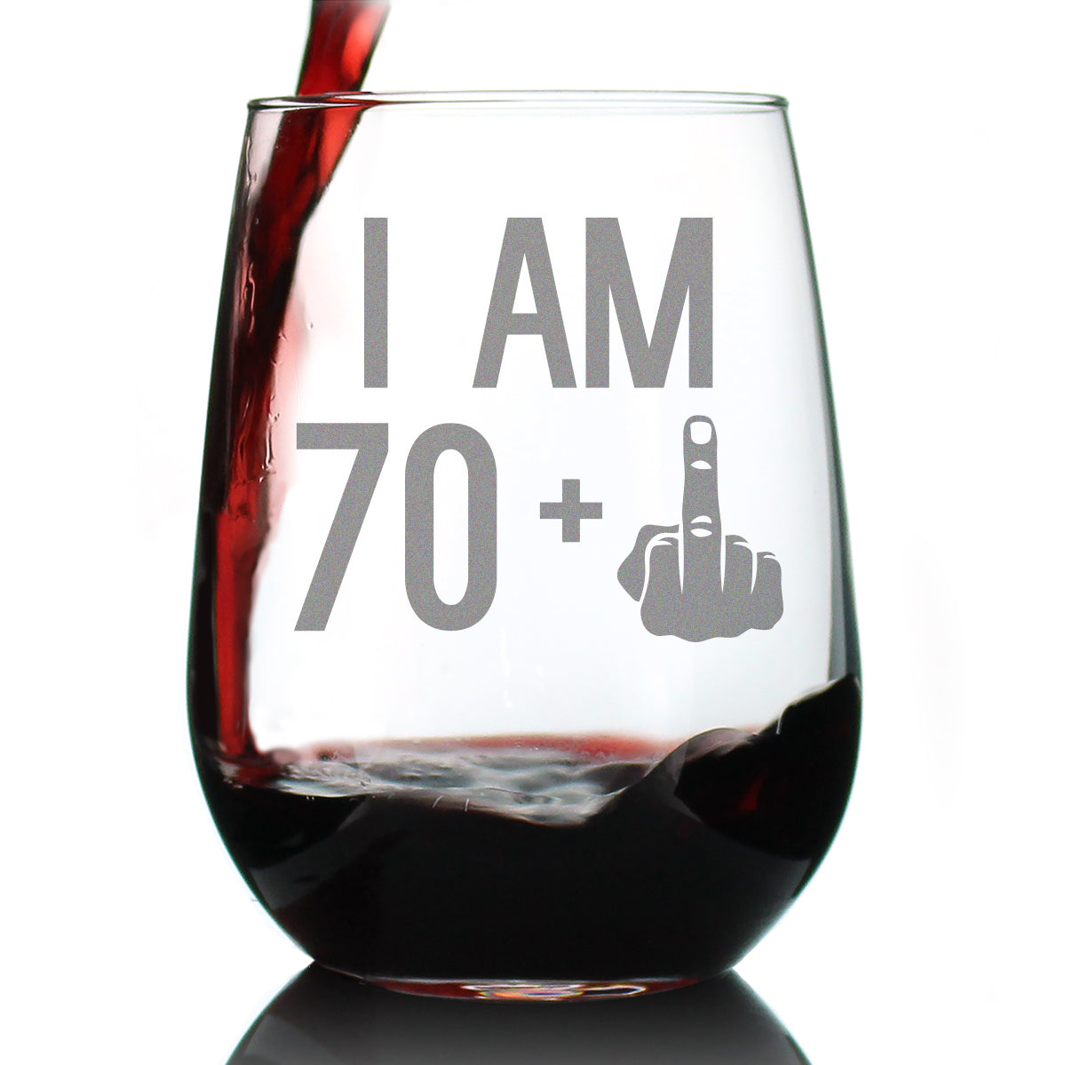 70 + 1 Middle Finger - 71st Birthday Stemless Wine Glass for Women &amp;amp; Men - Cute Funny Wine Gift Idea - Unique Personalized Bday Glasses for Mom, Dad, Friend Turning 71 - Drinking Party Decoration
