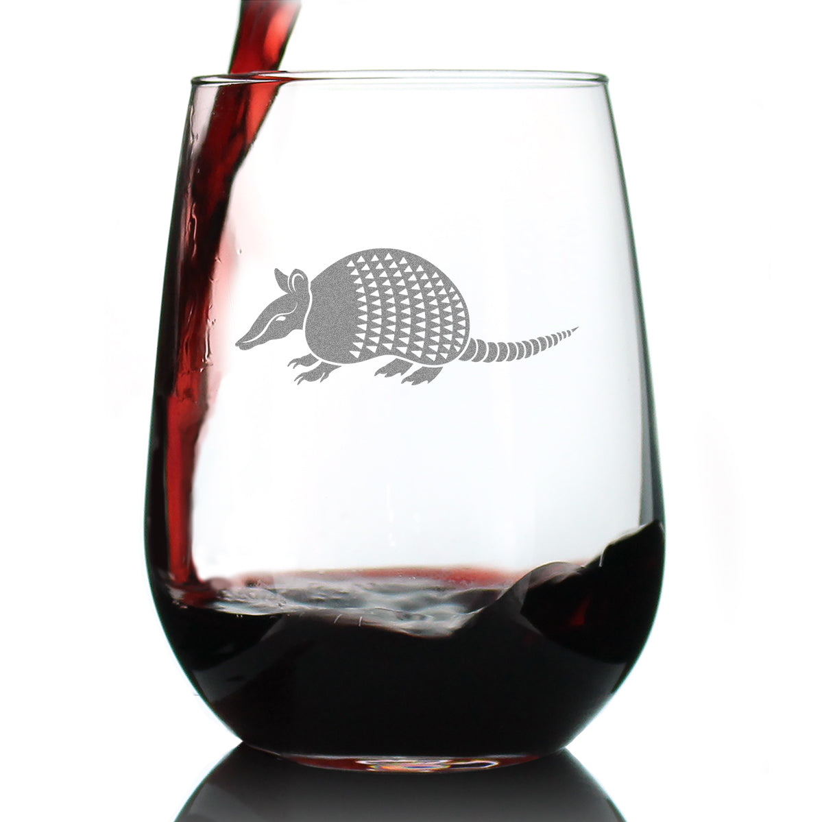 Armadillo Engraved Stemless Wine Glass Texas Gifts and Souvenirs Large Wine Glasses - 17 oz