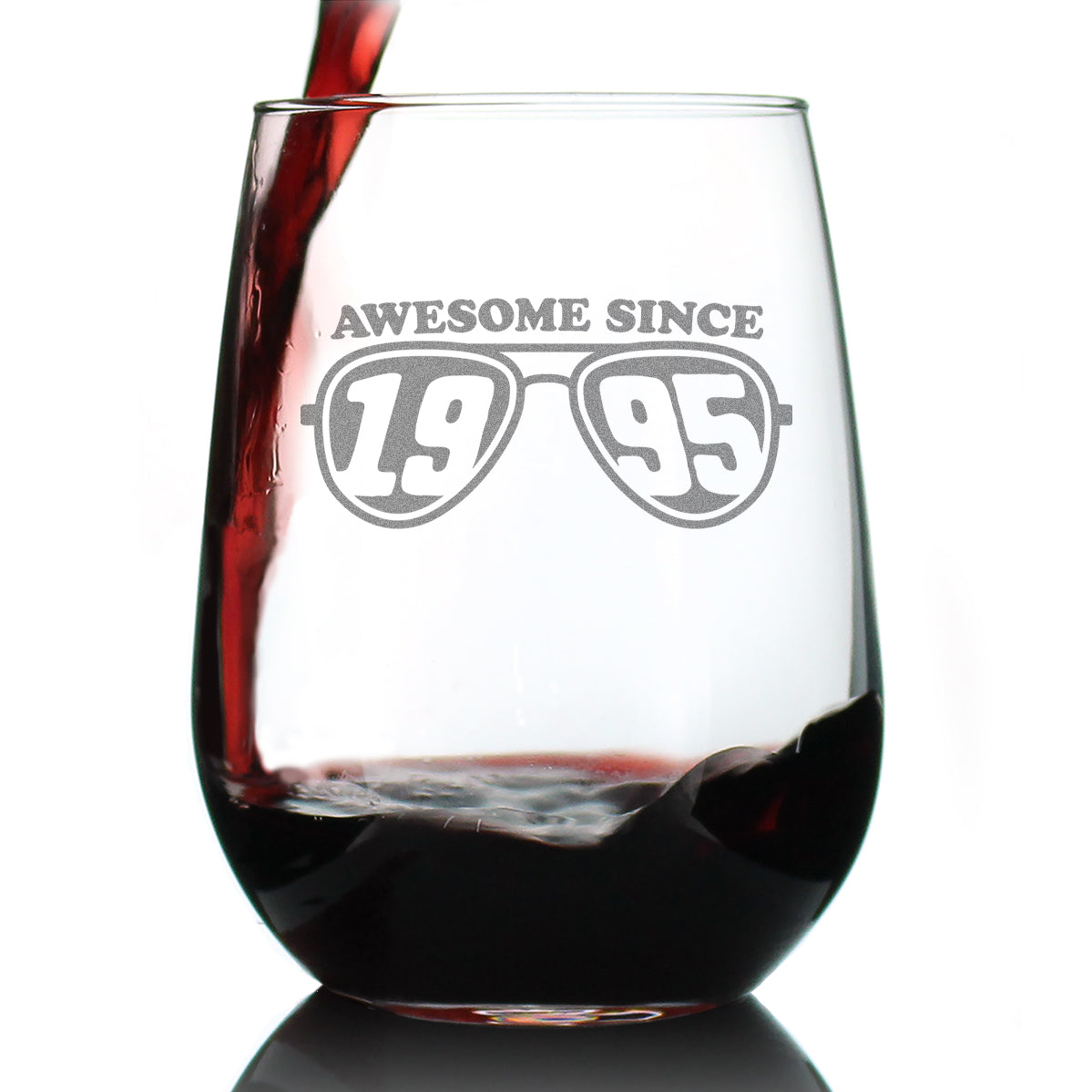 Awesome Since 1995 Engraved Stemless Wine Glass Gifts 30th Birthday Gift Ideas Large Wine Glasses - 17 oz