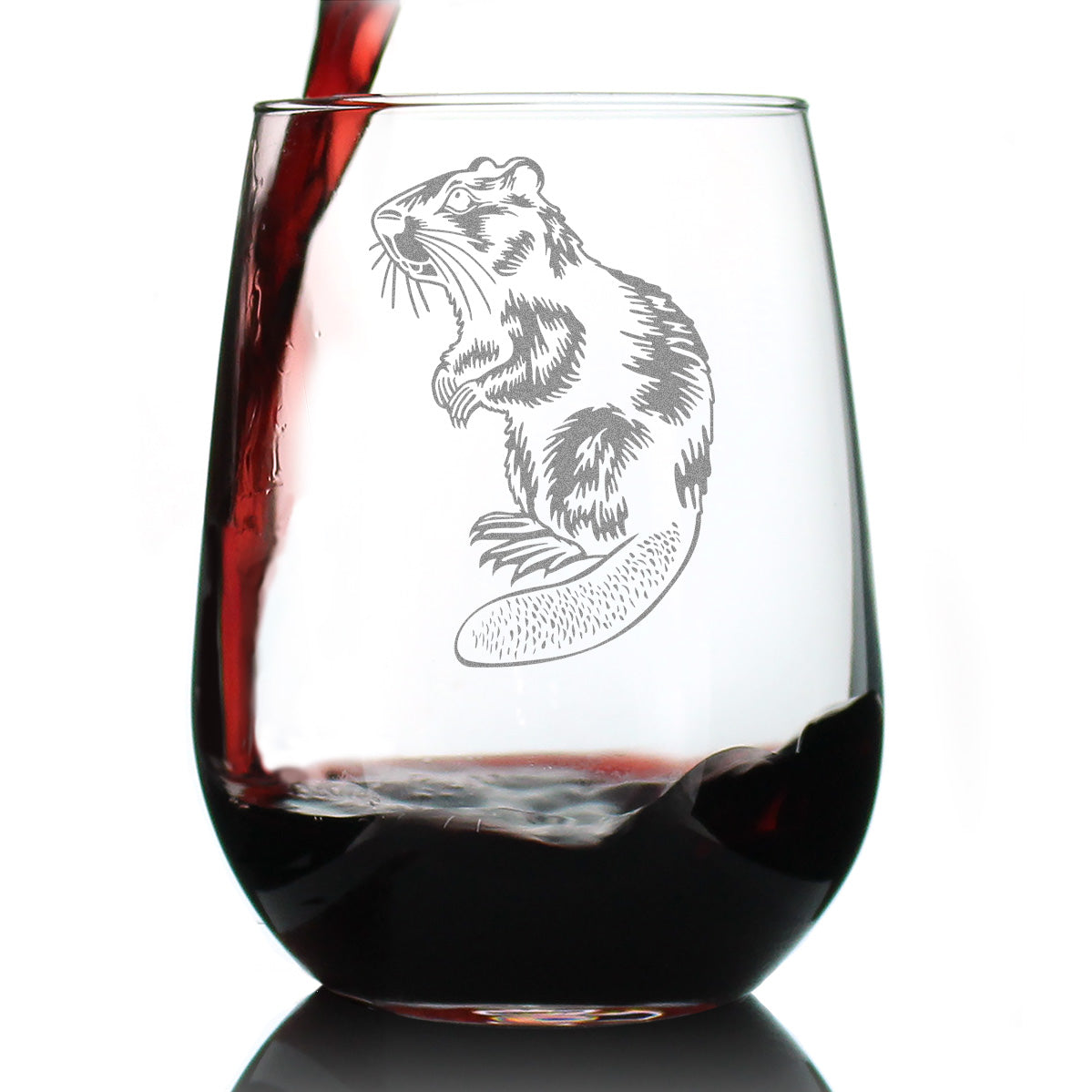 Beaver Engraved Stemless Wine Glass Beaver Gifts and Rustic Cabin Home Decor Large Wine Glasses - 17 oz