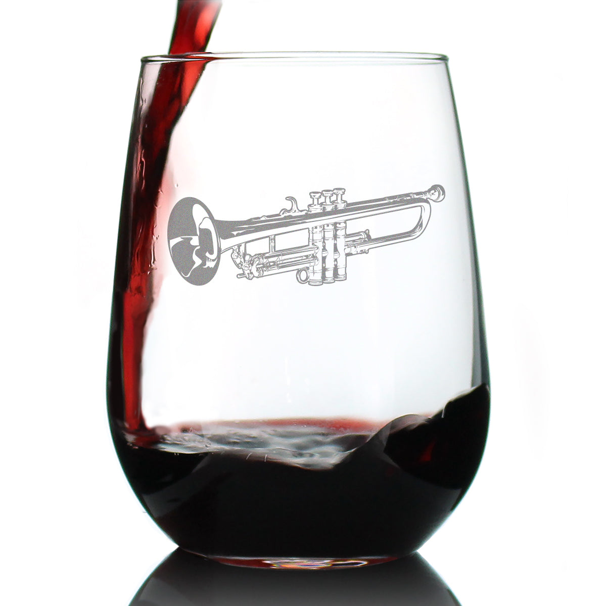 Trumpet Stemless Wine Glass - Music Gifts for Trumpet Players, Teachers and Musical Accessories for Musicians that Play Trumpets - Large 17 Oz Glasses