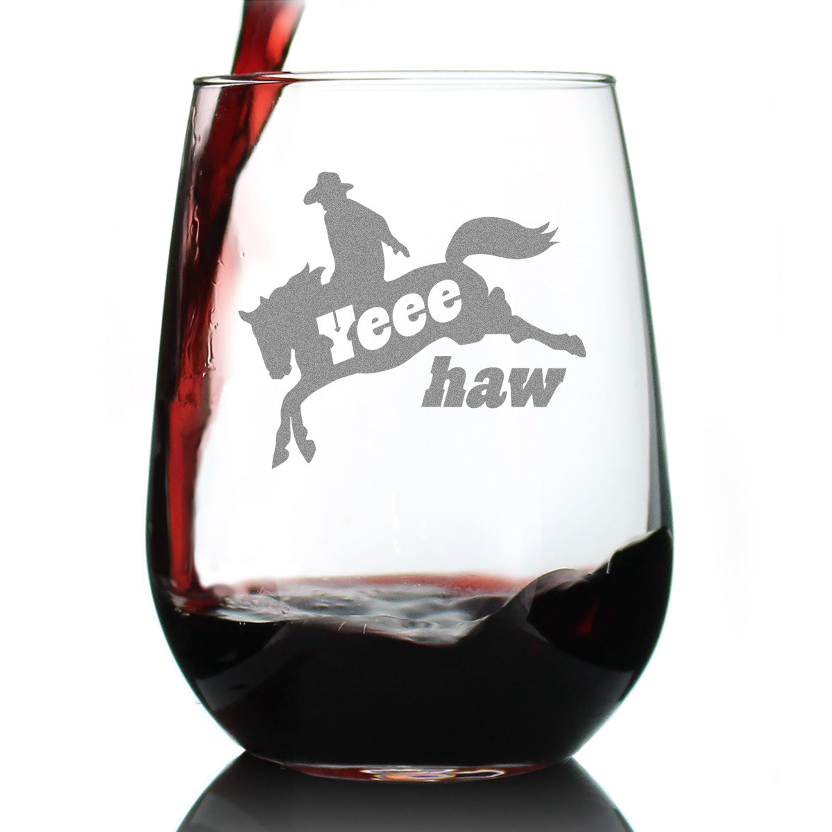 Yeehaw Engraved Stemless Wine Glass Gifts Rodeo Party Decor &amp;amp; Western Home Decorations Large Wine Glasses - 17 oz