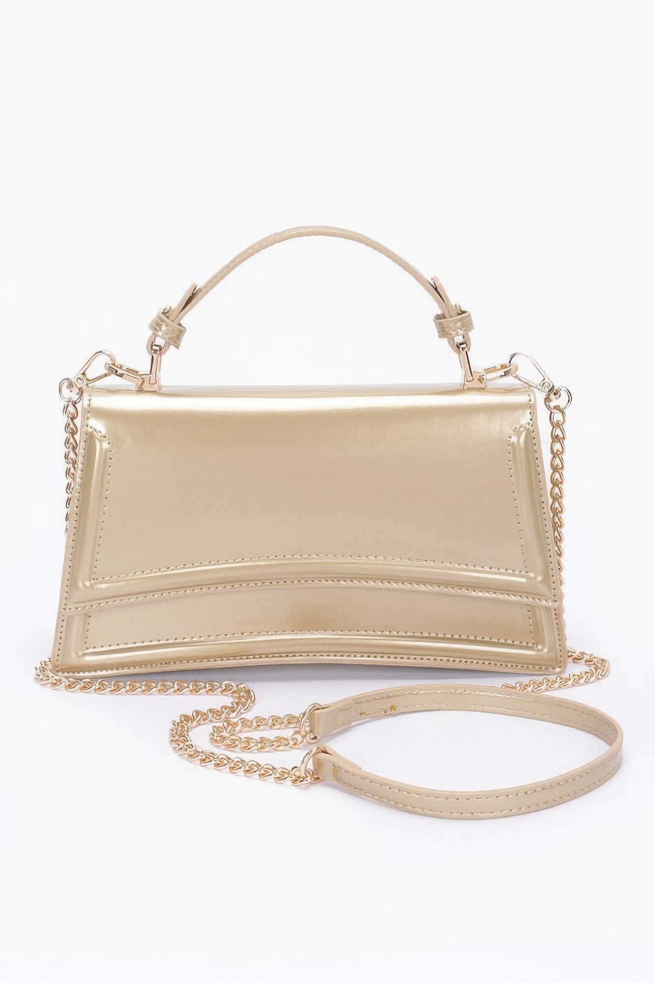 Enamel Top Handle Flap Bag