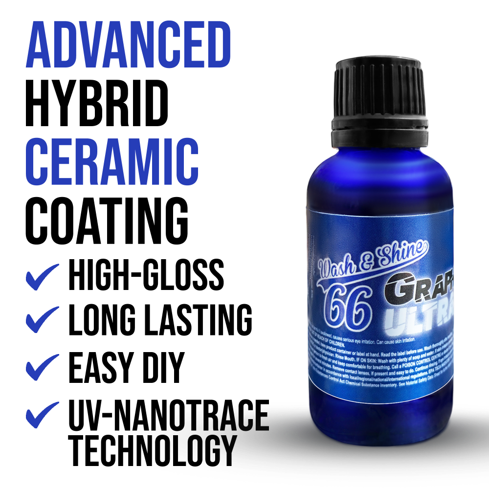 Wash&amp;amp;Shine 66 Graphene infused Ceramic Coating with UV Trace Technology – 10H Protection &amp;amp; Shine 1 fl.oz.