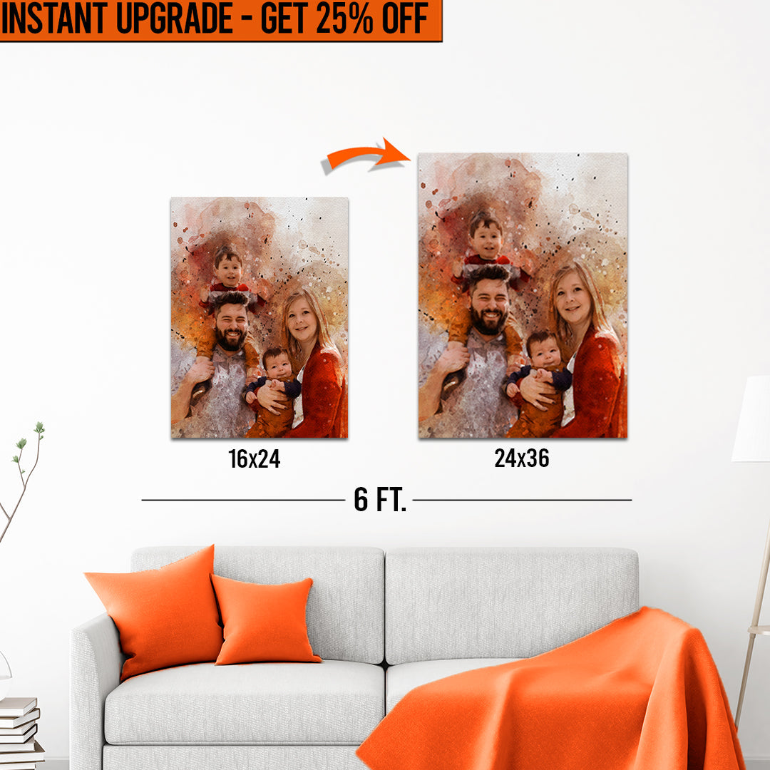 Upgrade Your 16x24 Inches &amp;#39;Family Watercolor Portrait&amp;#39; Canvas To 24x36 Inches