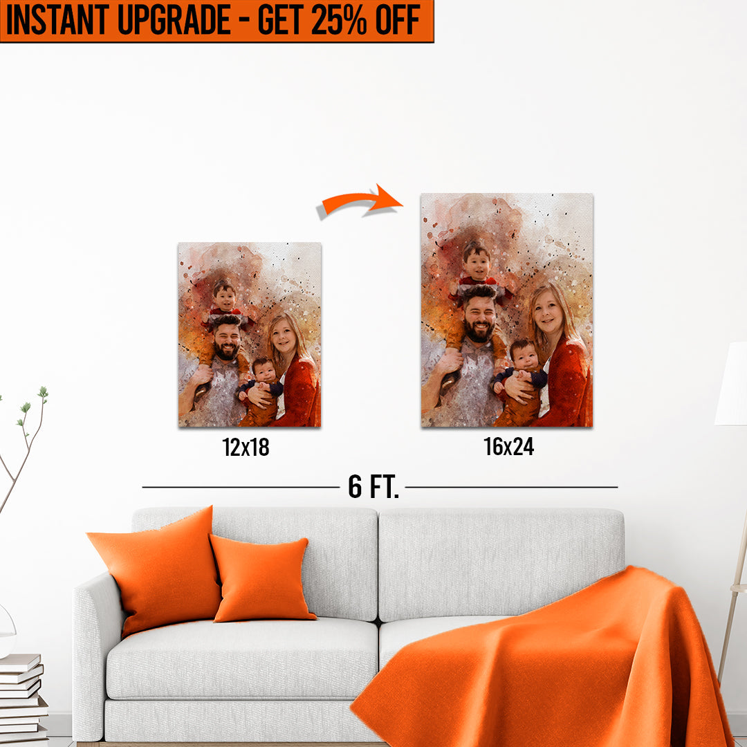 Upgrade Your 18x12 Inches &amp;#39;Family Watercolor Portrait&amp;#39; Canvas To 24x16 Inches