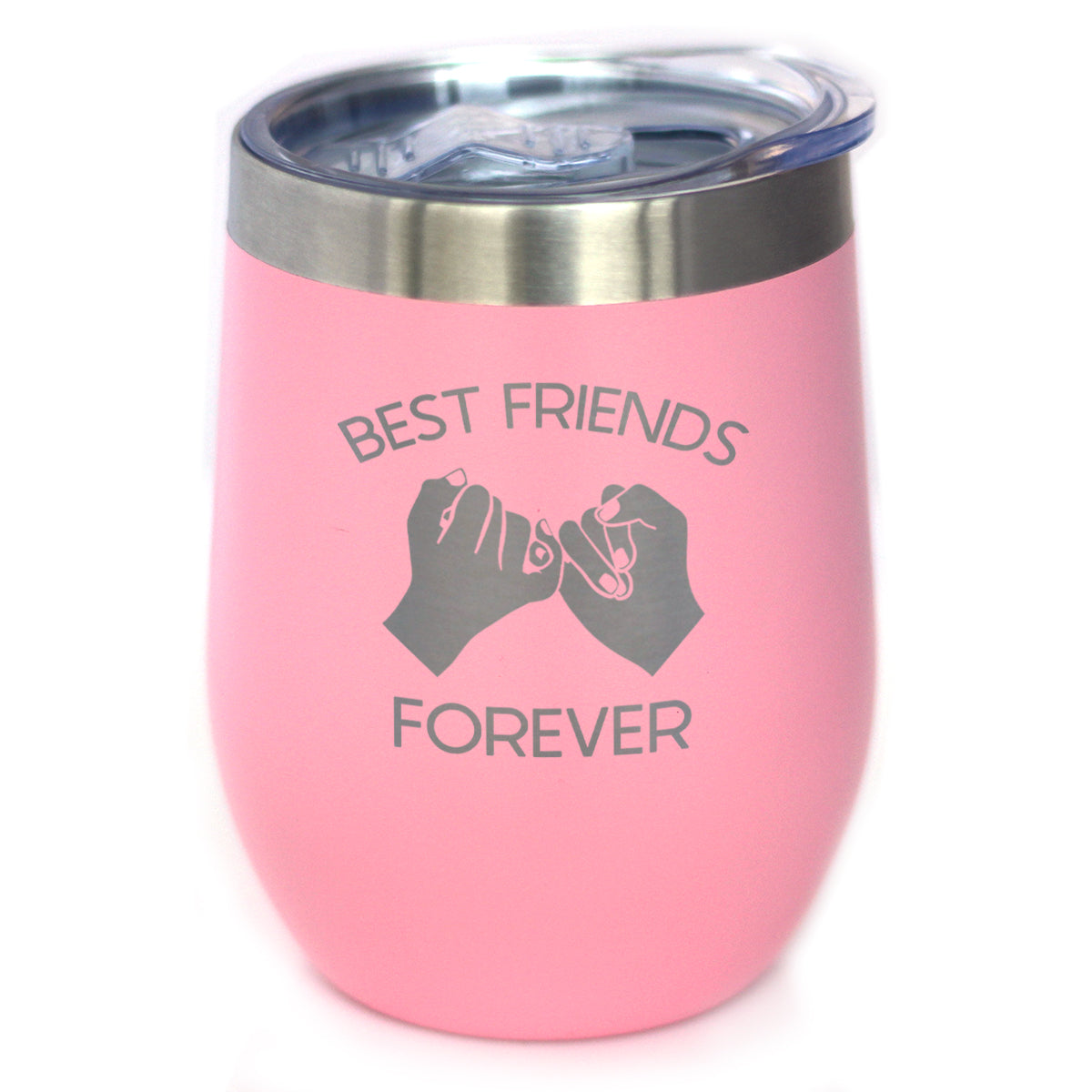 Best Friends Forever - Wine Tumbler Glass with Sliding Lid - Stainless Steel Insulated Mug - Cute Funny Farewell Gift For BFF Moving Away - Pinky Promise