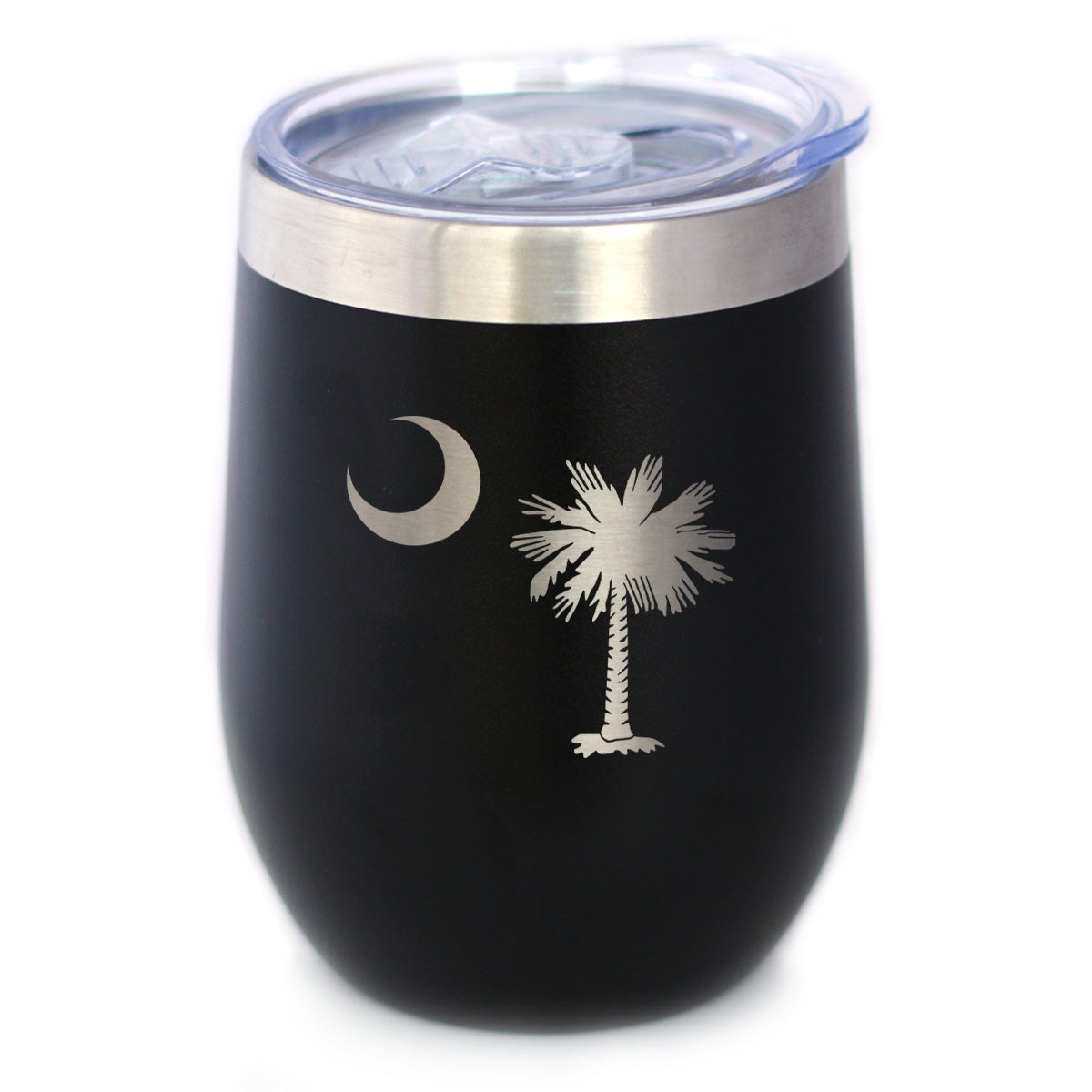 South Carolina Flag - Wine Tumbler Glass with Sliding Lid - Stainless Steel Insulated Mug - State Themed Drinking Decor and Gifts for South Carolinian Women &amp;amp; Men