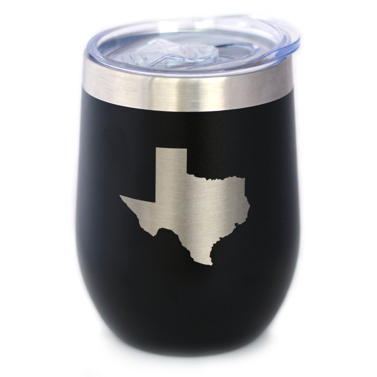 Texas State Outline - Wine Tumbler Glass with Sliding Lid - Stainless Steel Insulated Mug - State Themed Decor and Gifts for Texan Women &amp;amp; Men
