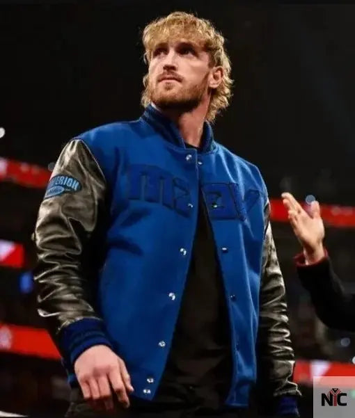 WWE Logan Paul Blue And Black Varsity Jacket