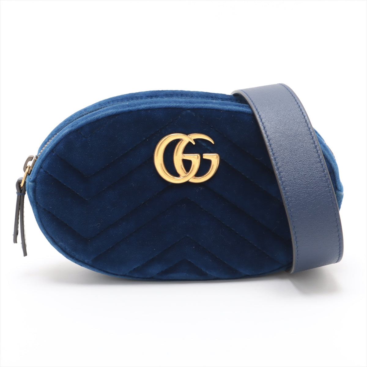 Gucci GG Marmont Velvet &amp;amp;amp; Leather Waist Bag Blue 476434  #2614