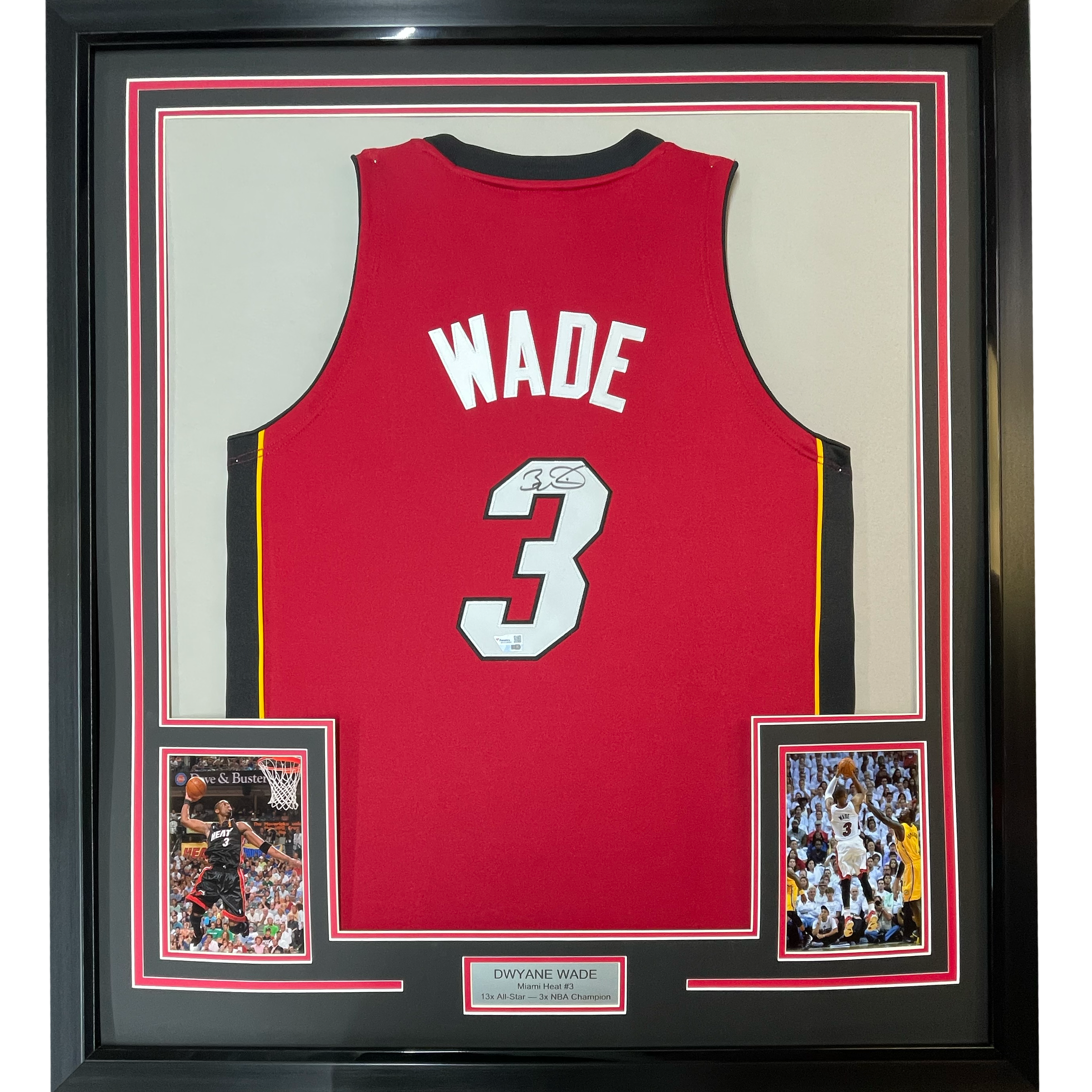 Framed Autographed/Signed Dwyane Wade 35x39 Miami Heat Red 2005-06 M&amp;amp;N Authentic Basketball Jersey Fanatics COA