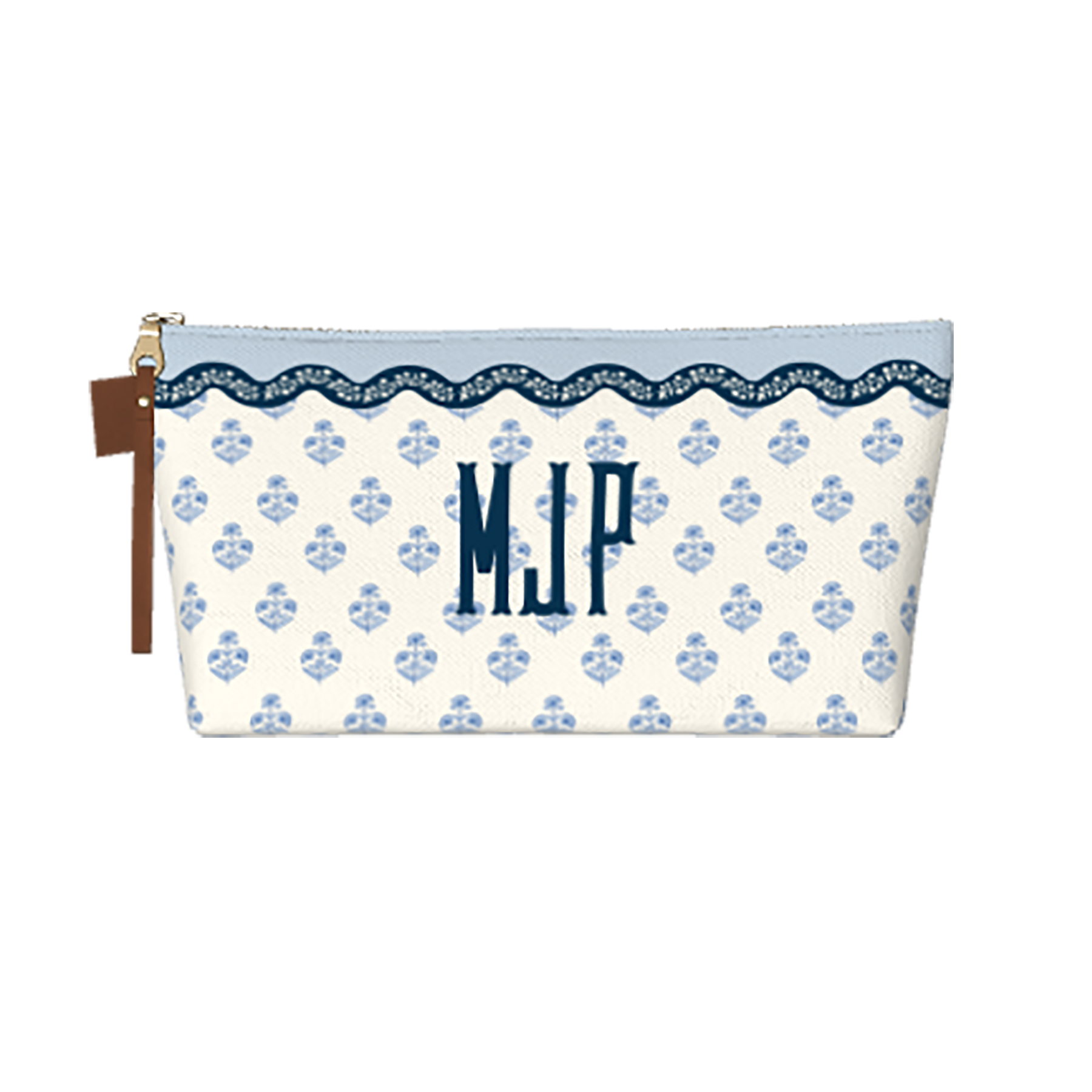Wavy Block Print Cosmetic Bag