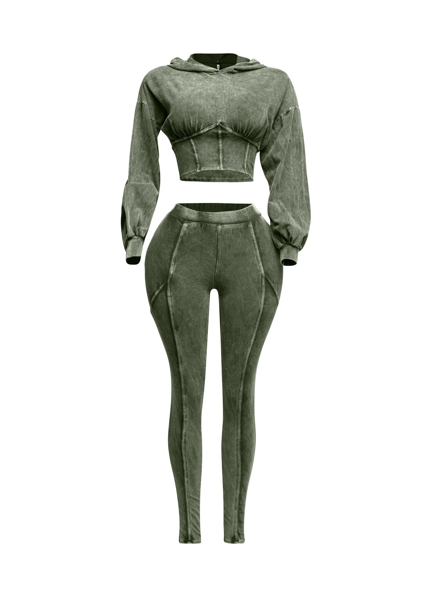 Mineral Washed Hood Top &amp;amp; Leggings Set