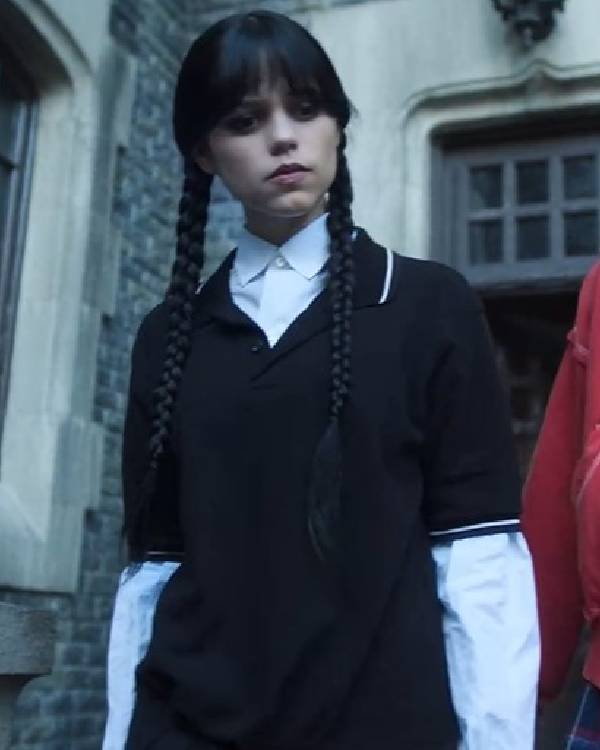 Wednesday Jenna Ortega Black Polo Shirt