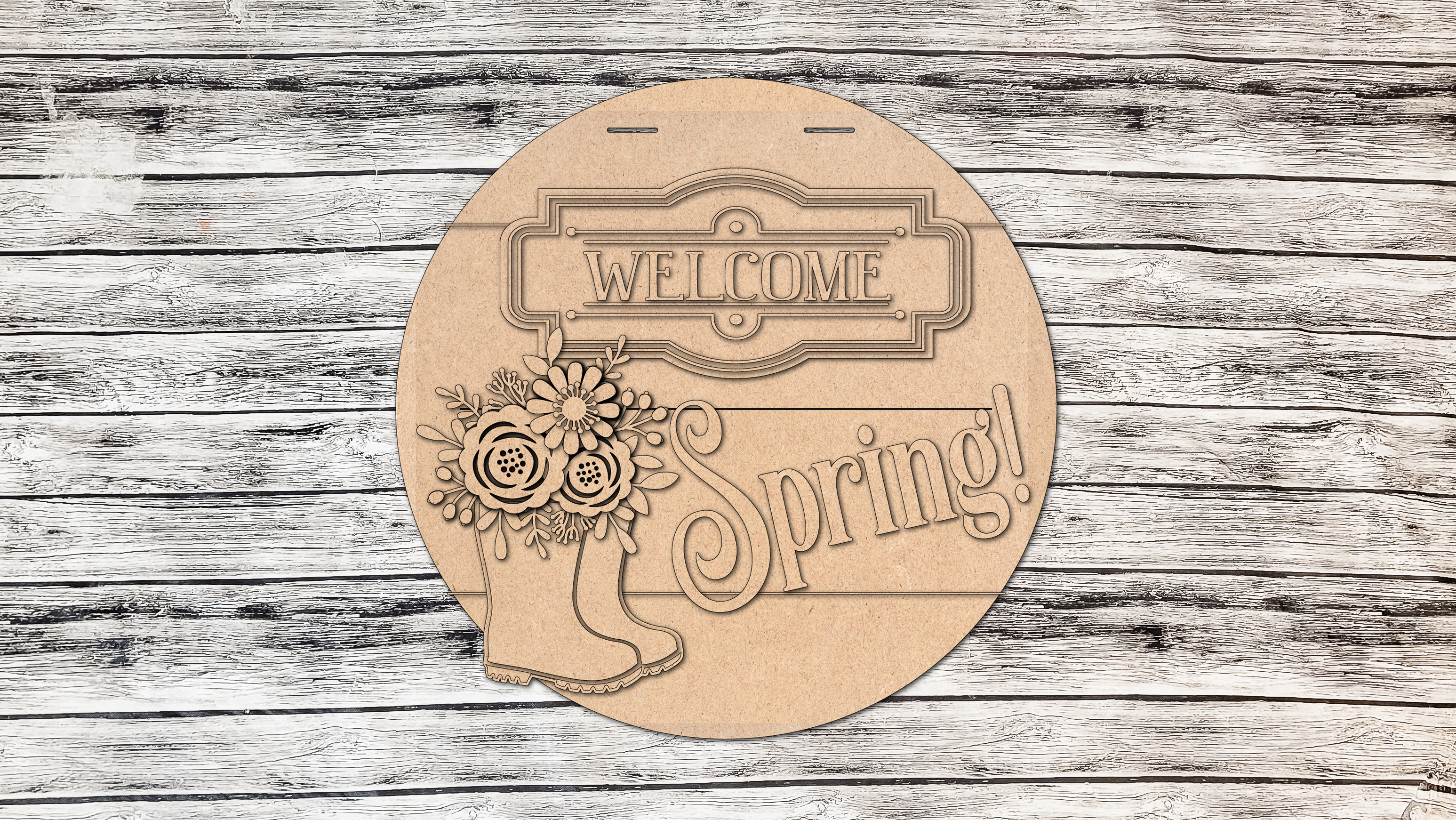 Welcome Spring Rain Boots Door Hanger DIY Unfinished Kit