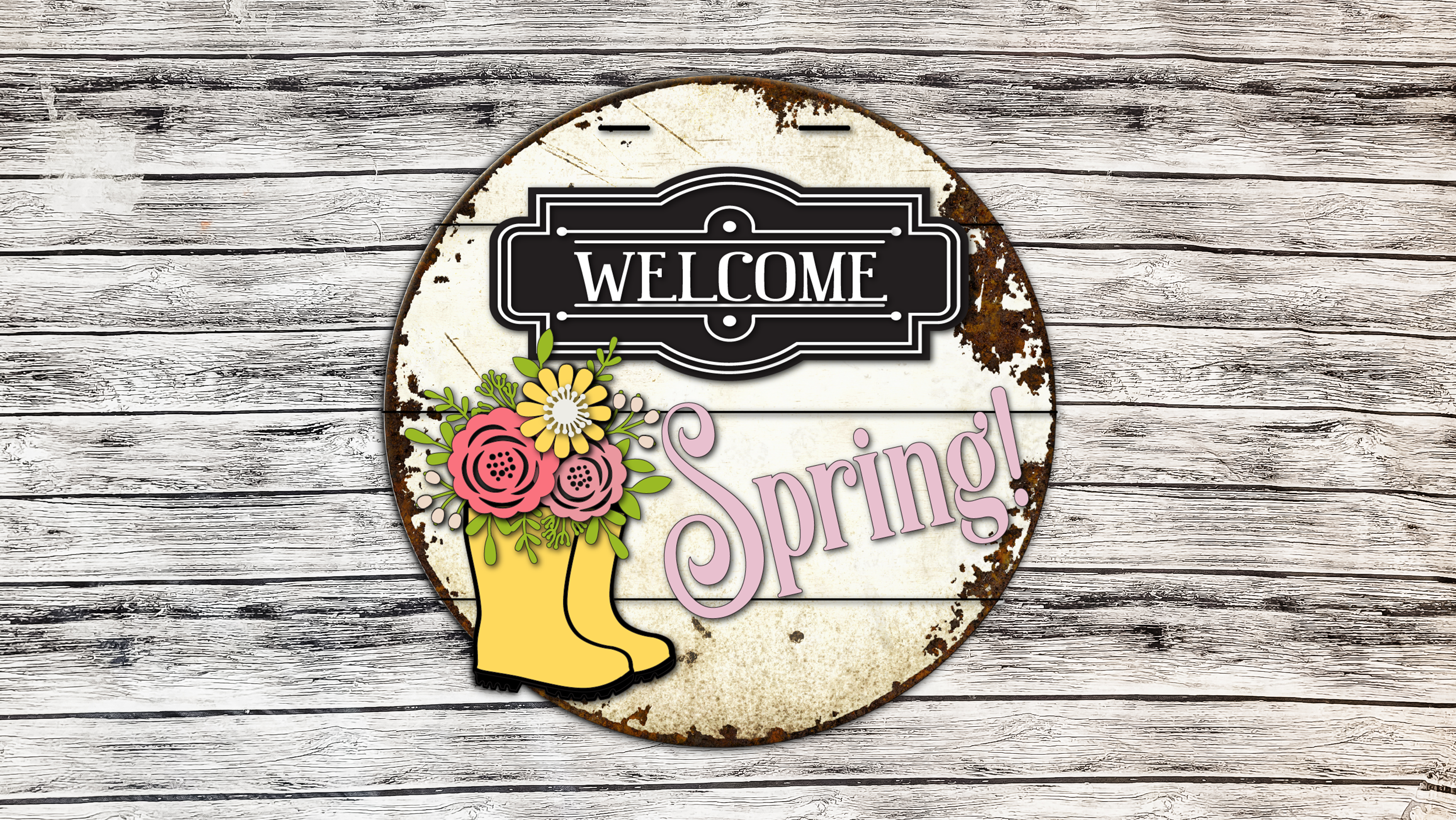 Finished - Welcome Spring Rain Boots Door Hanger