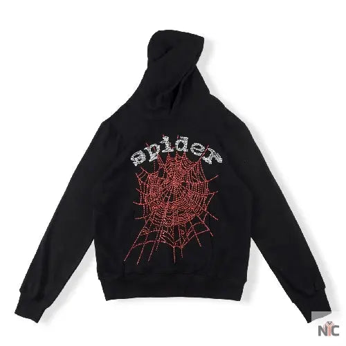 White Printed Hoodie – Black