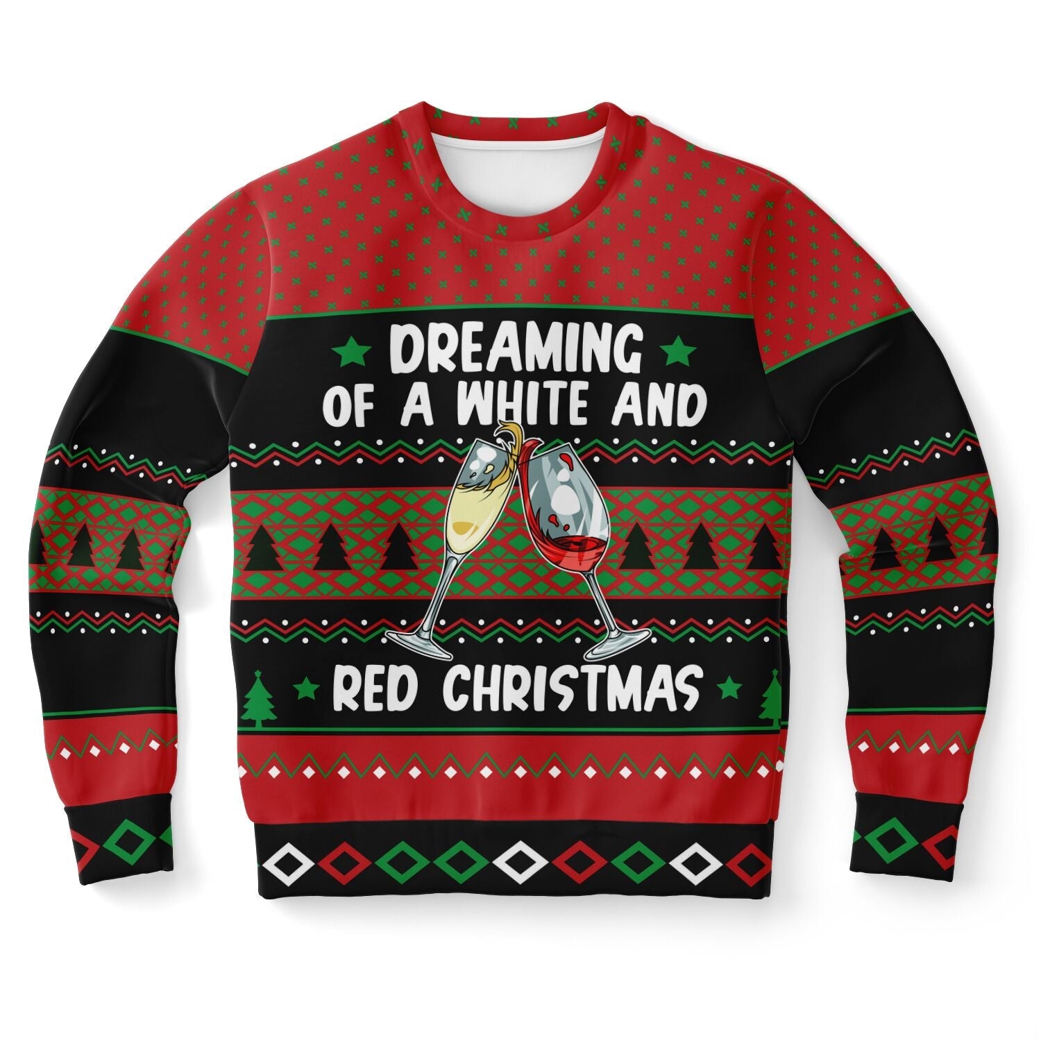 White and Red Wine Christmas Sweatshirt