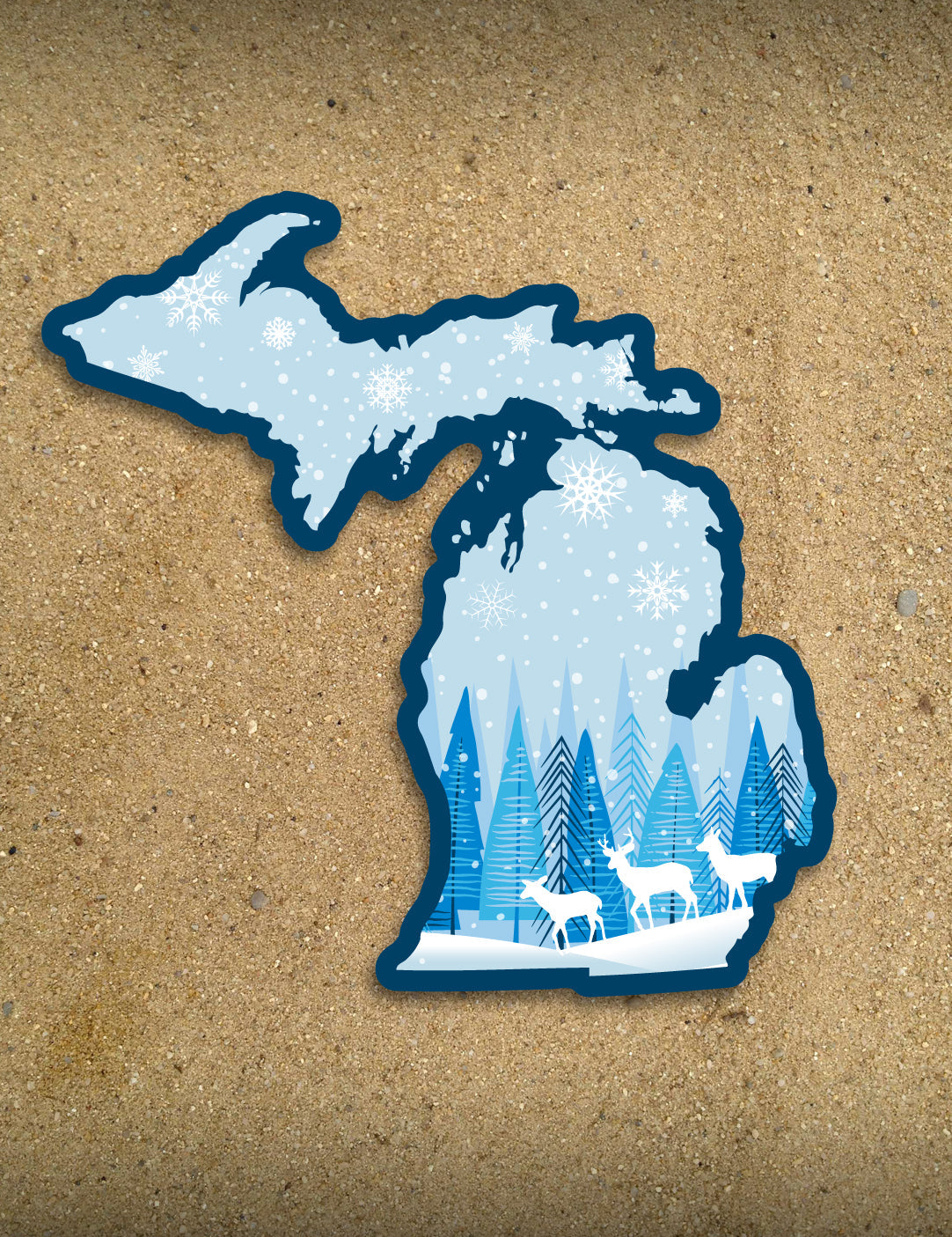Winter Deer - 4&amp;quot; Michigan Sticker