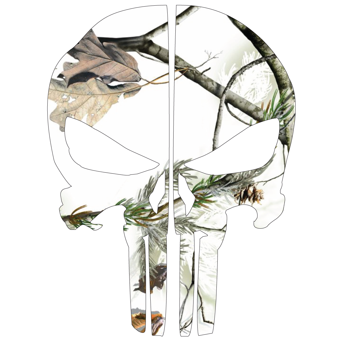 WINTER WOODS CAMO PUNISHER SKULL REAR HELMET REFLECTIVE HELMET DECAL