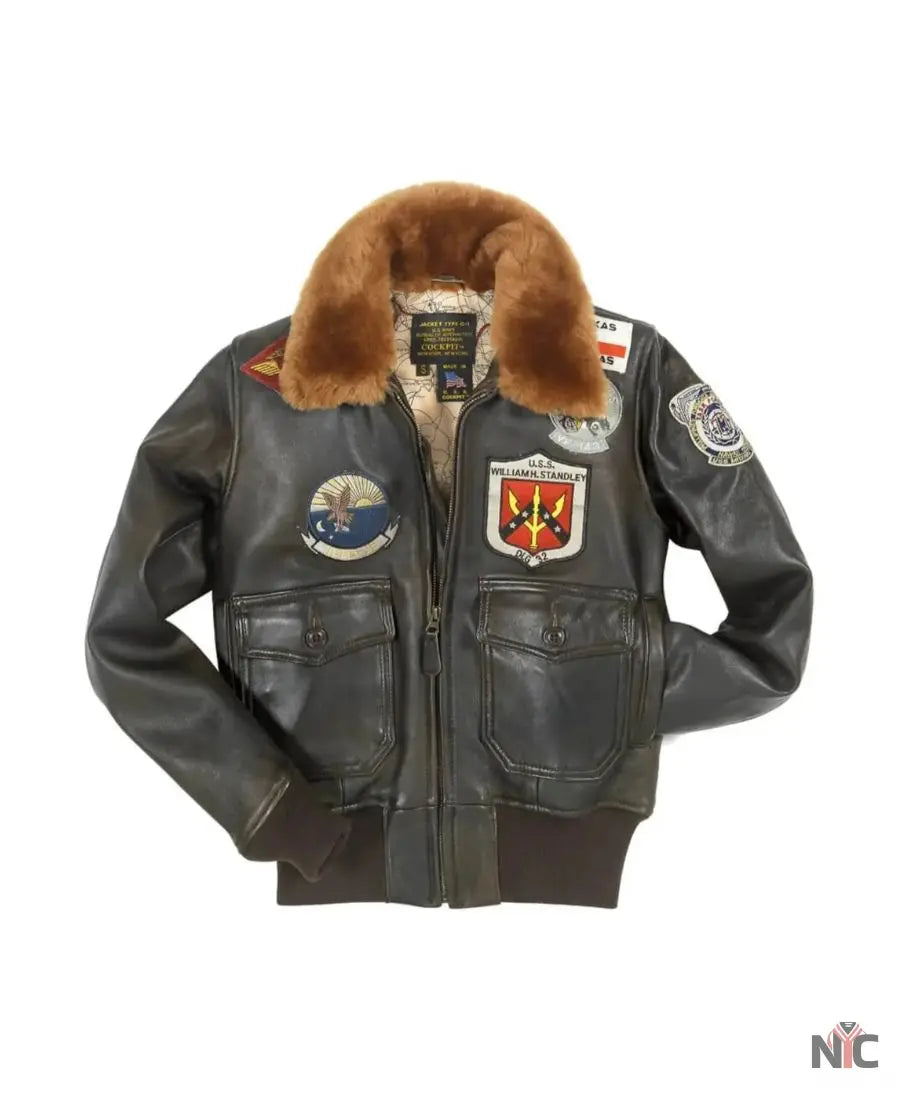 Women Top Gun Flight Leather Jacket