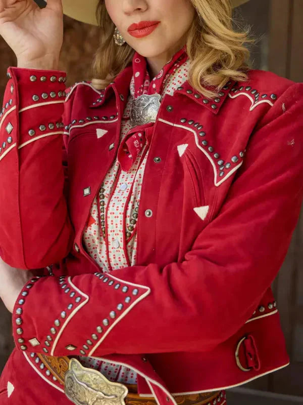 Women Rodeo Done &amp; Dusted Leather Studded Jacket